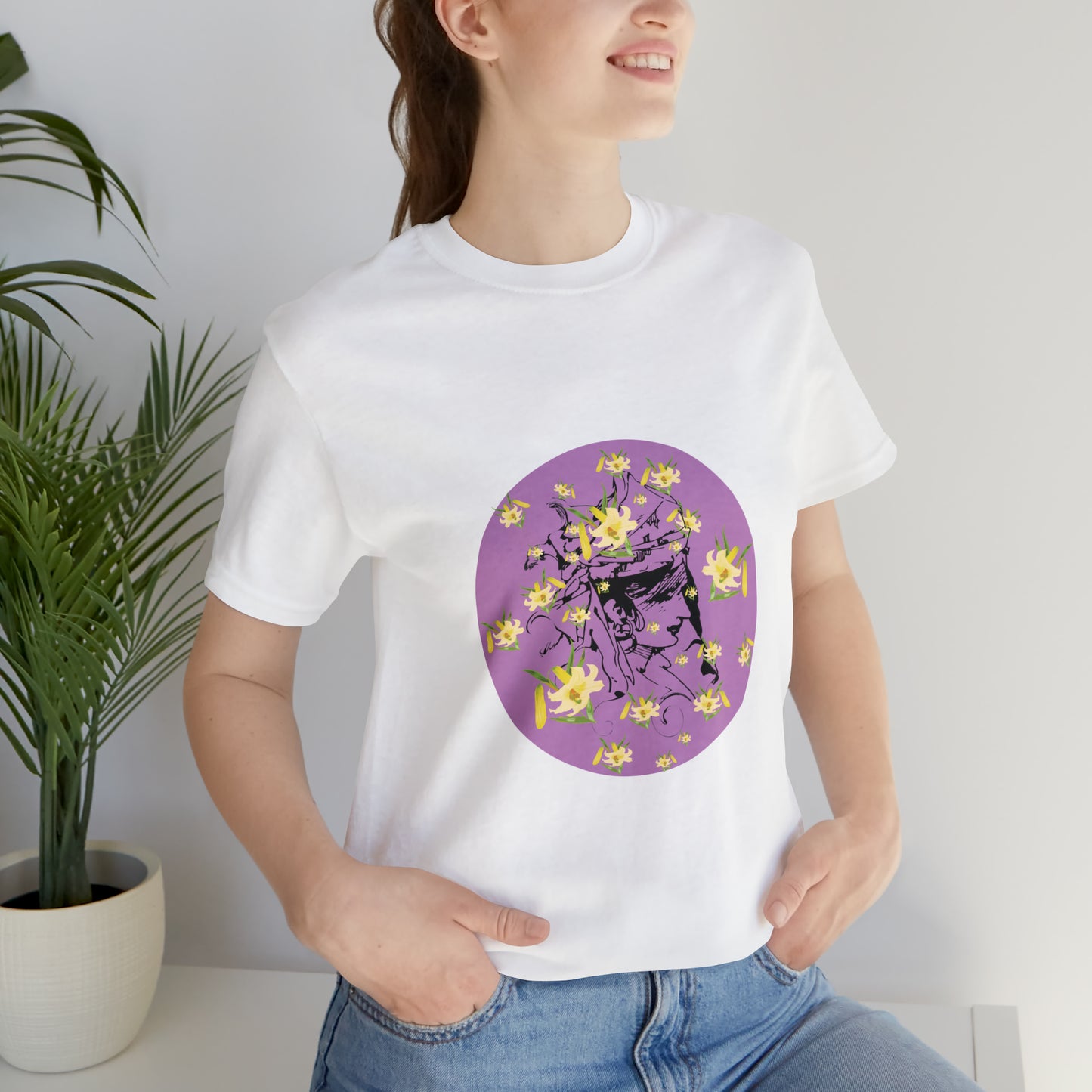 Purple Daffodil Woman Art Unisex Jersey Short Sleeve Tee