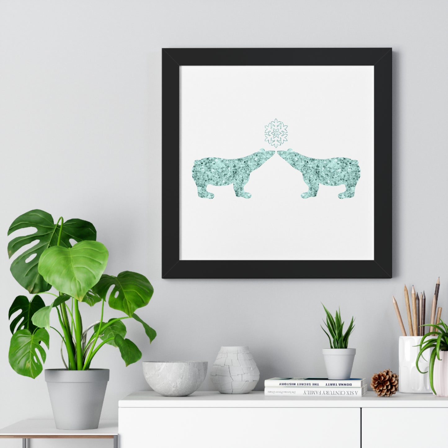 Two Polar Bear Blue Gem Art Framed Vertical Poster