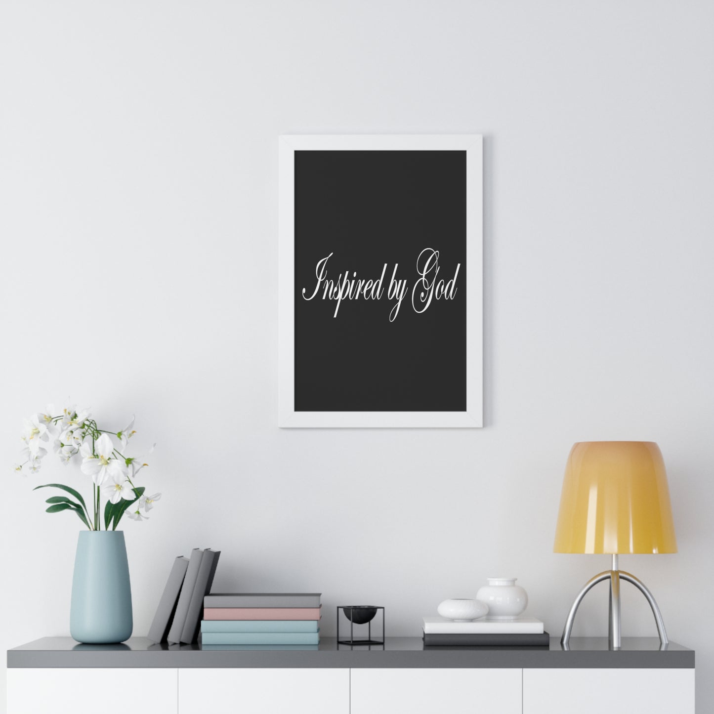 Inspired by God Typography Quote Framed Vertical Poster