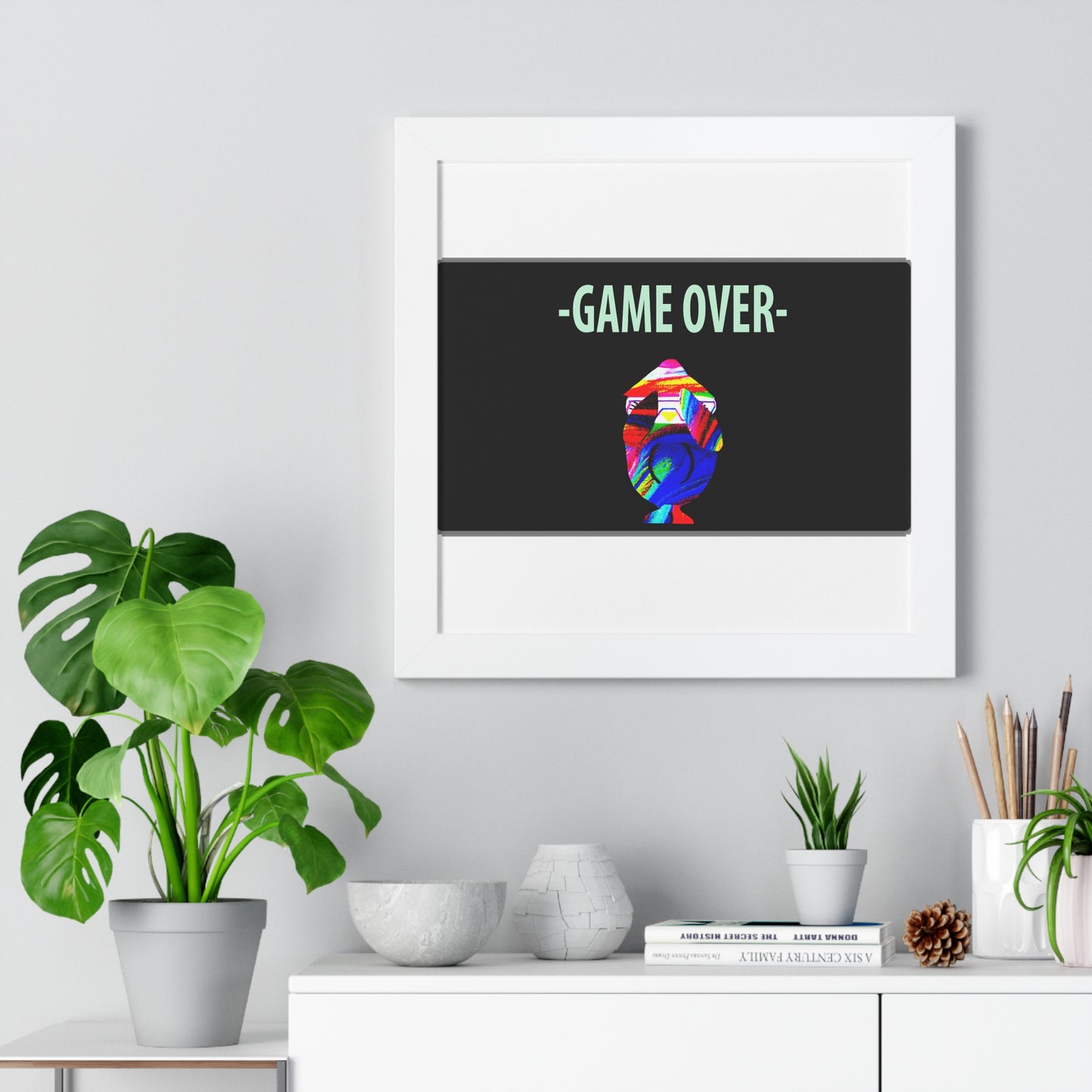 The Penguinies Original - Retro Game Over First Game App Framed Vertical Poster