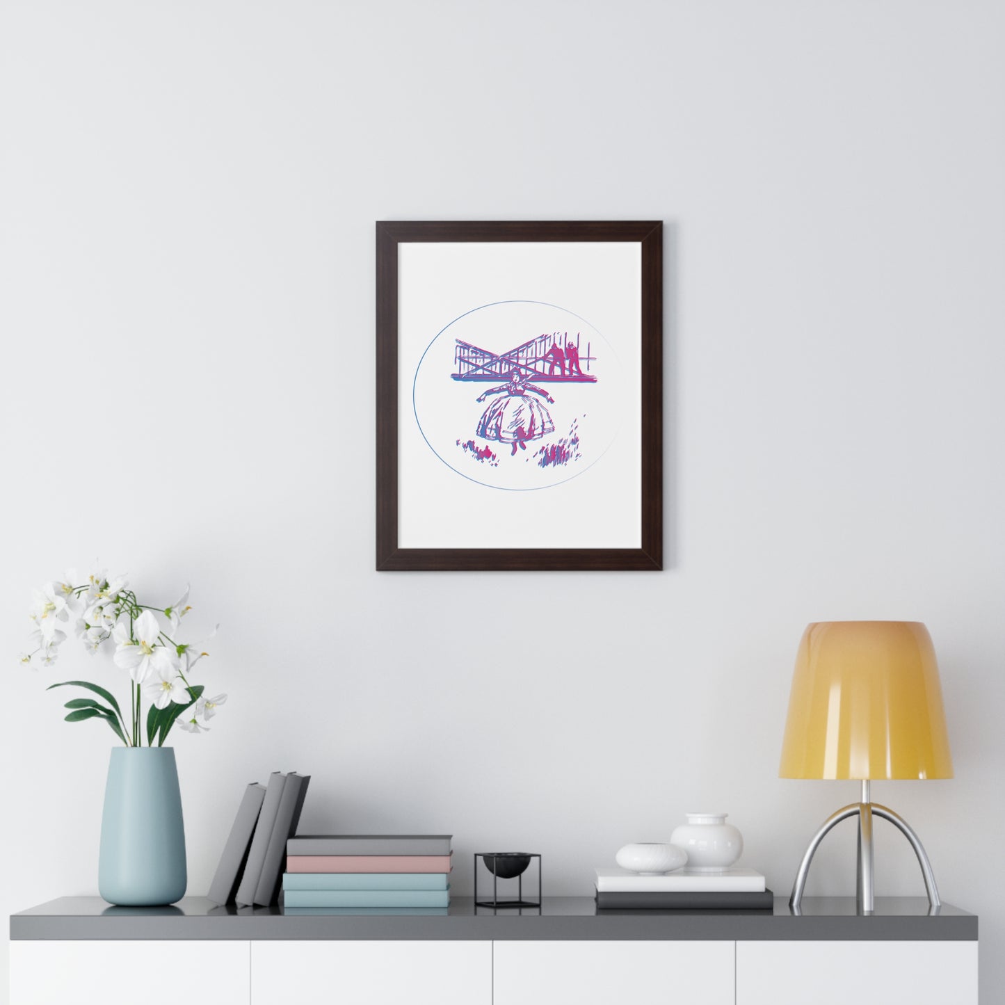 Woman Jumping Art Purple Framed Vertical Poster