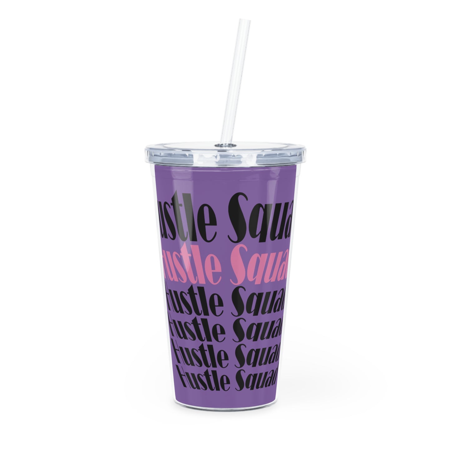 Hustle Squad Purple Plastic Tumbler with Straw