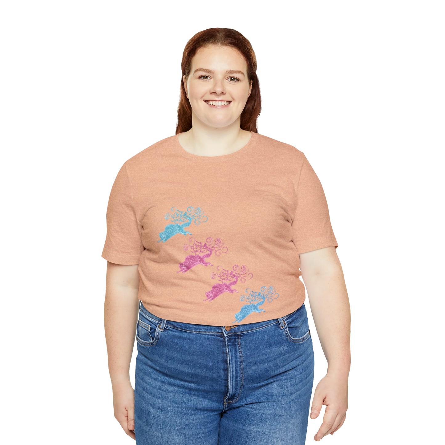 Pink & Blue Cat's Tail's Art Unisex Jersey Short Sleeve Tee