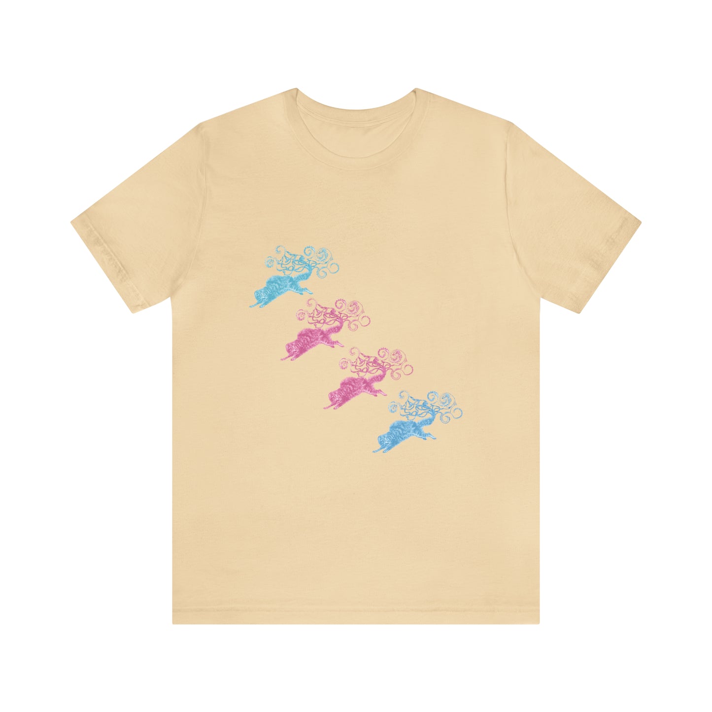 Pink & Blue Cat's Tail's Art Unisex Jersey Short Sleeve Tee