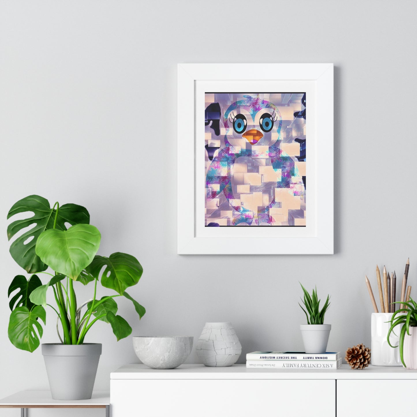 Penguinies Block Art Framed Vertical Poster