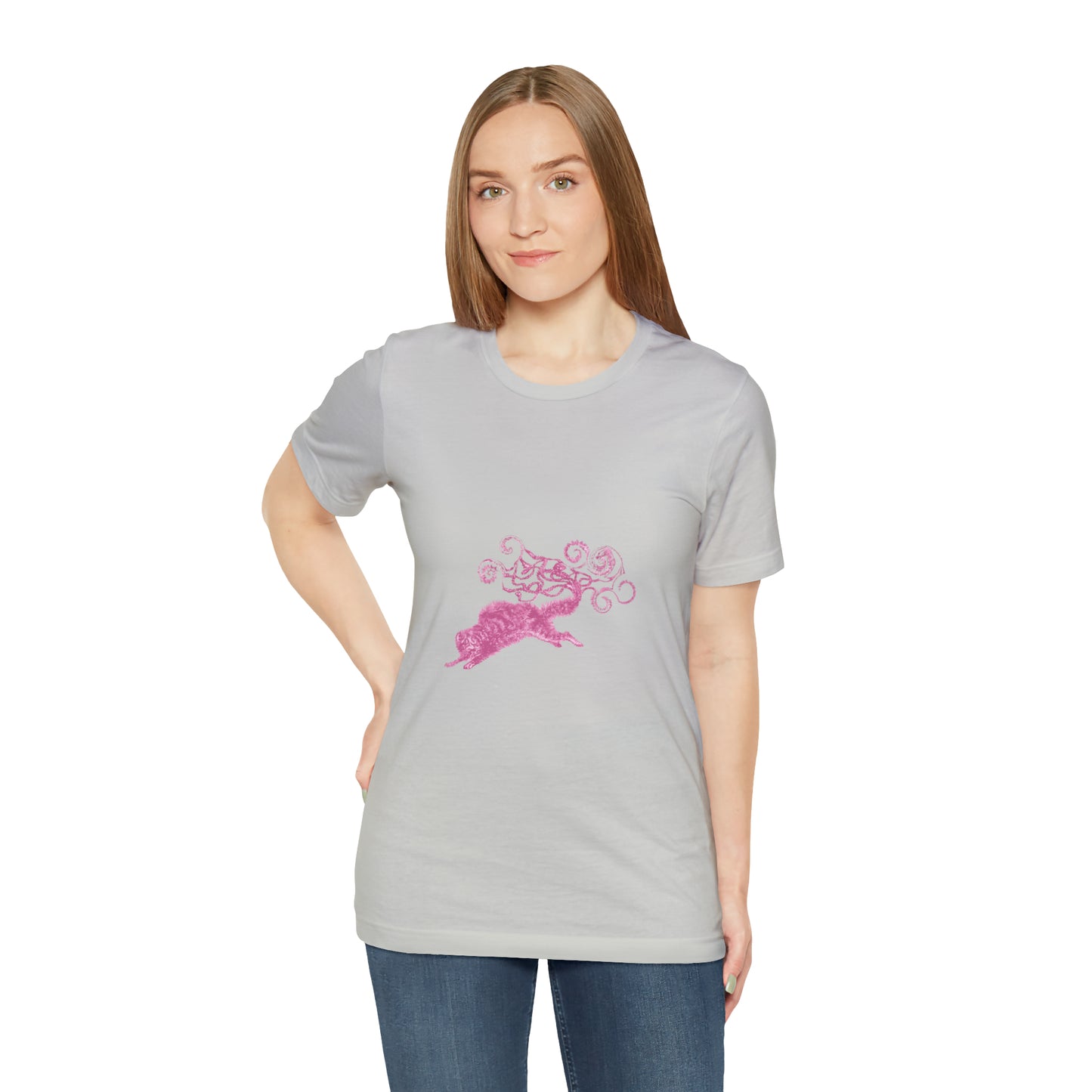 Pink Cat's Tail Art Unisex Jersey Short Sleeve Tee