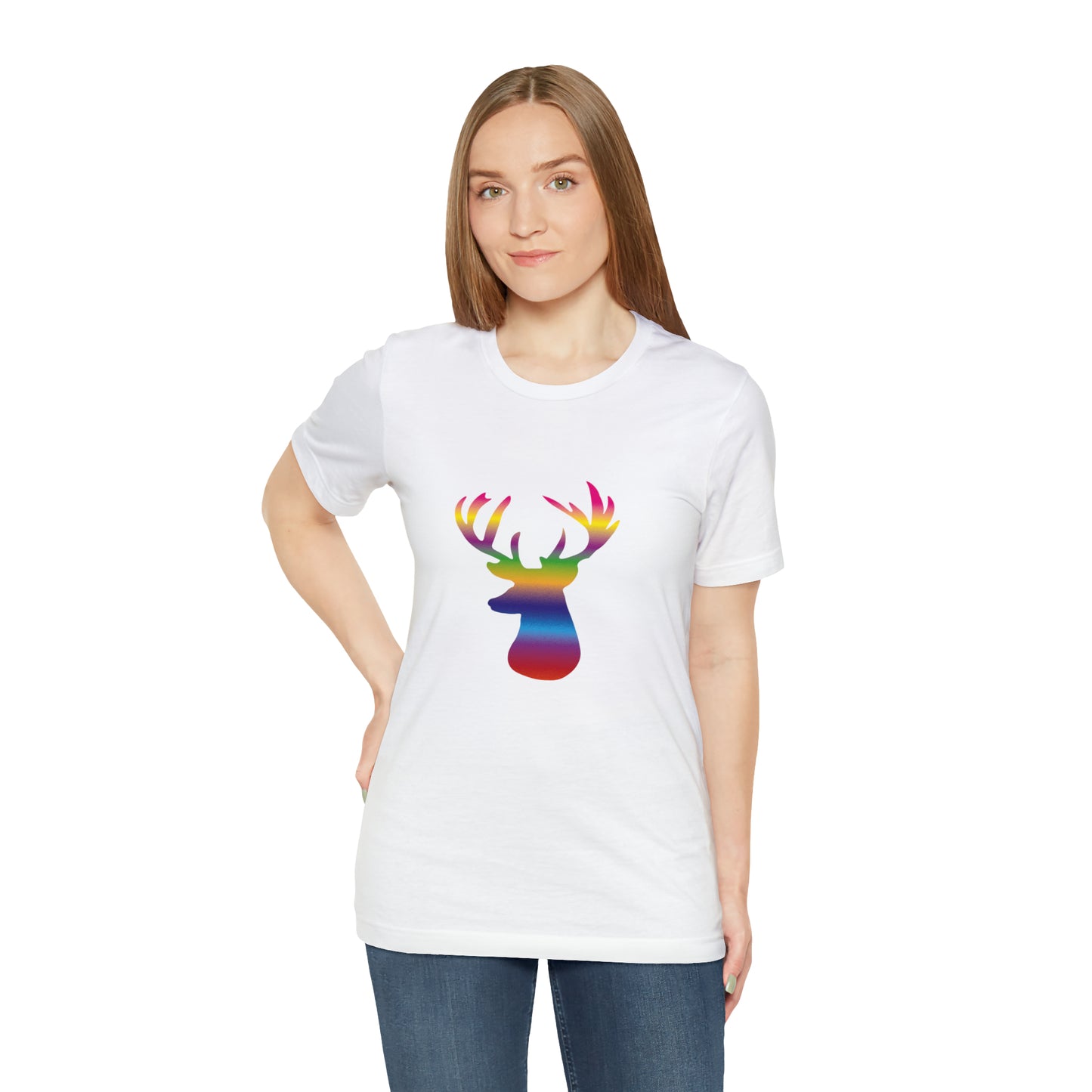 Rainbow Stag Head Unisex Jersey Short Sleeve Tee