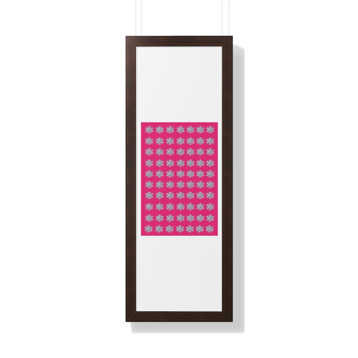 Snowflake Pattern Pink Framed Vertical Poster