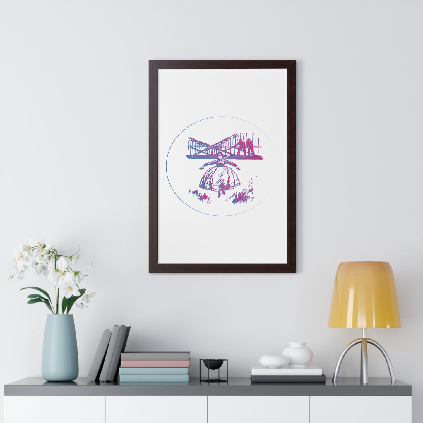 Woman Jumping Art Purple Framed Vertical Poster