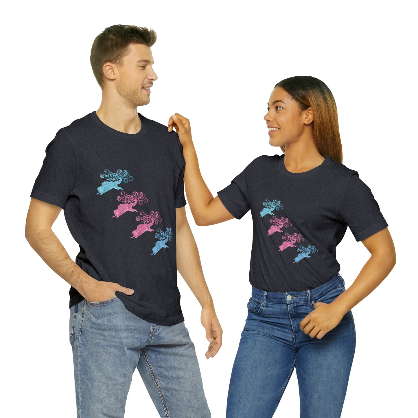 Pink & Blue Cat's Tail's Art Unisex Jersey Short Sleeve Tee