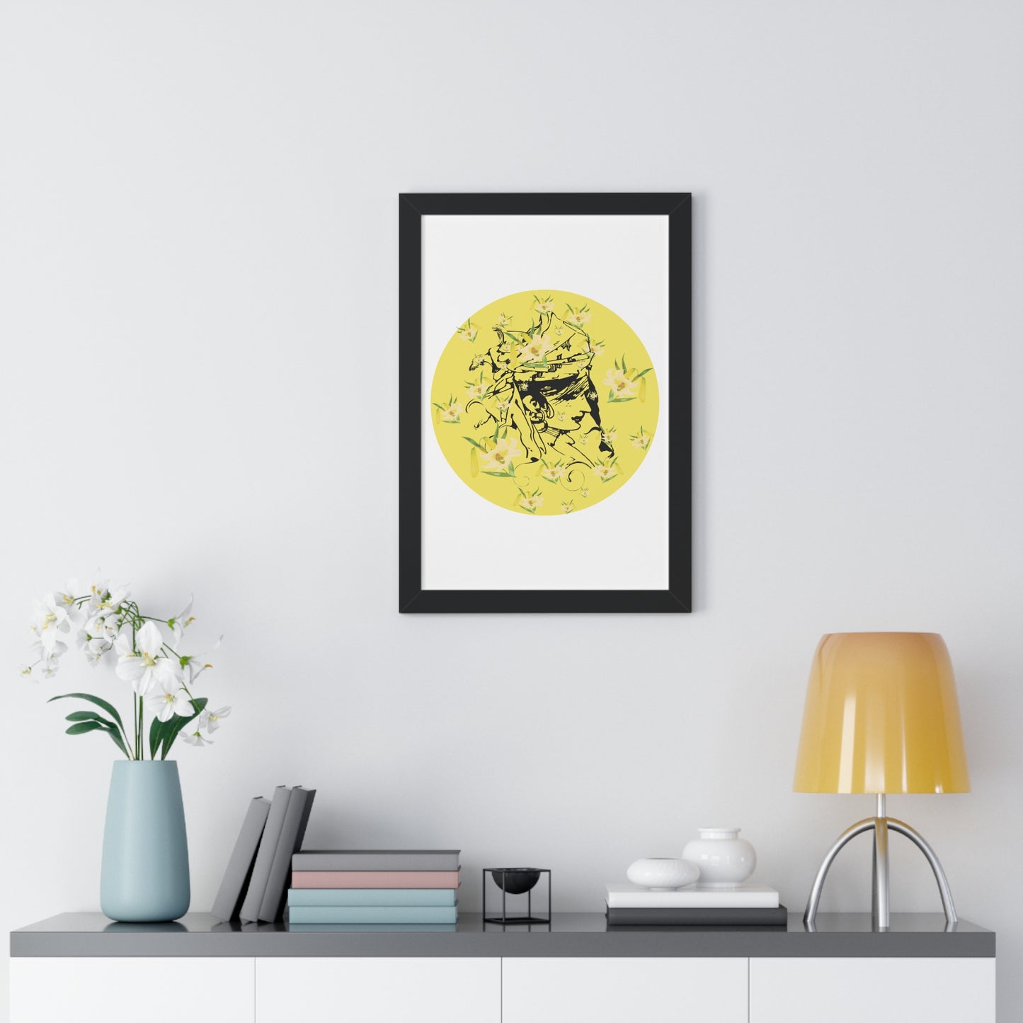 Daffodili Woman Art Framed Vertical Poster