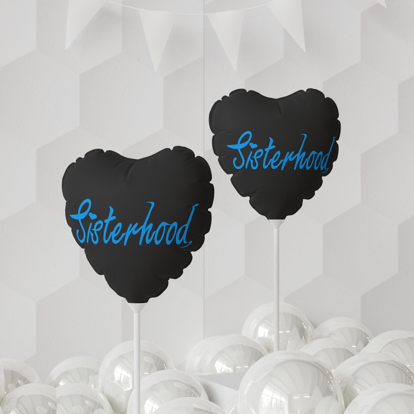 Sisterhood Blue Typography Balloon (Round and Heart-shaped), 11"