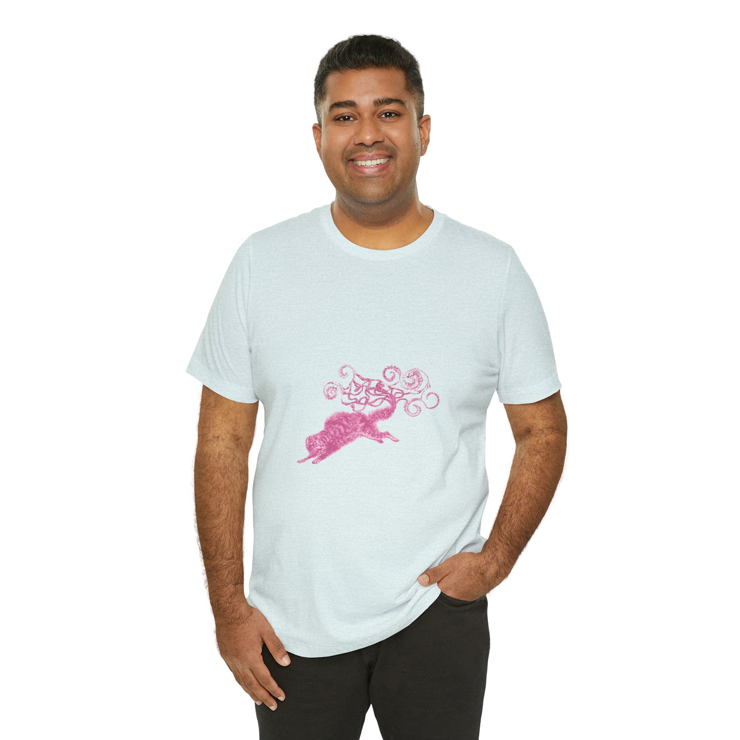 Pink Cat's Tail Art Unisex Jersey Short Sleeve Tee