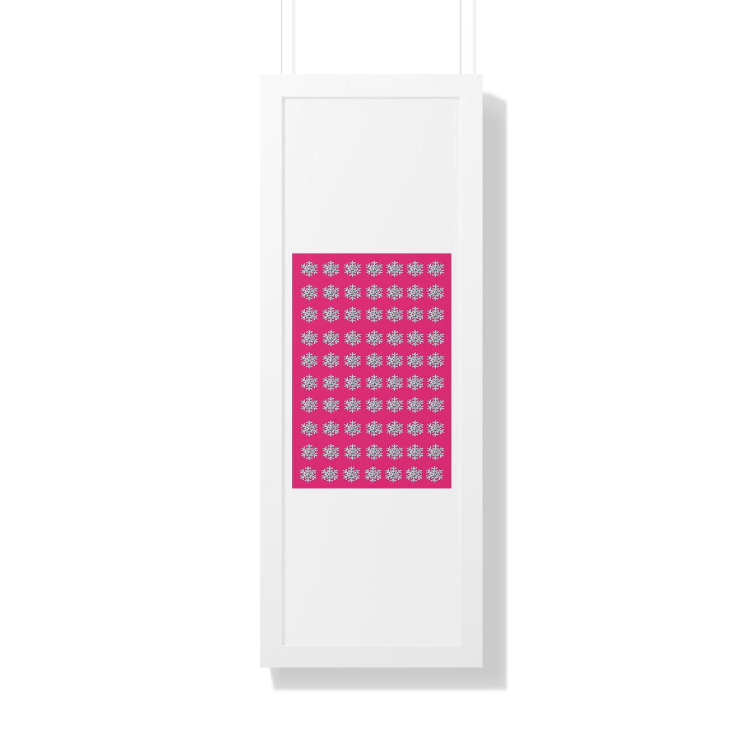 Snowflake Pattern Pink Framed Vertical Poster