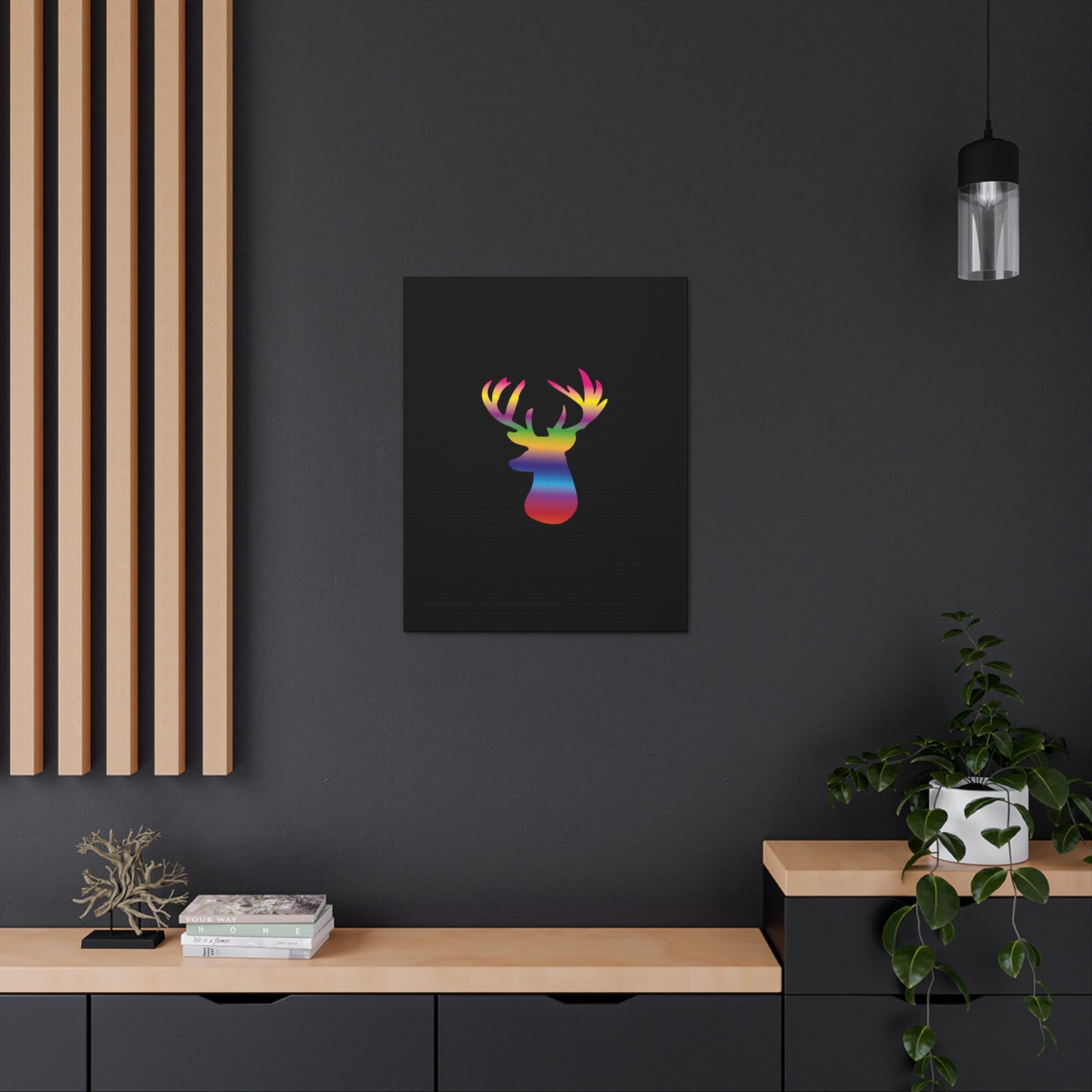 Rainbow Stag Head Canvas Gallery Wraps