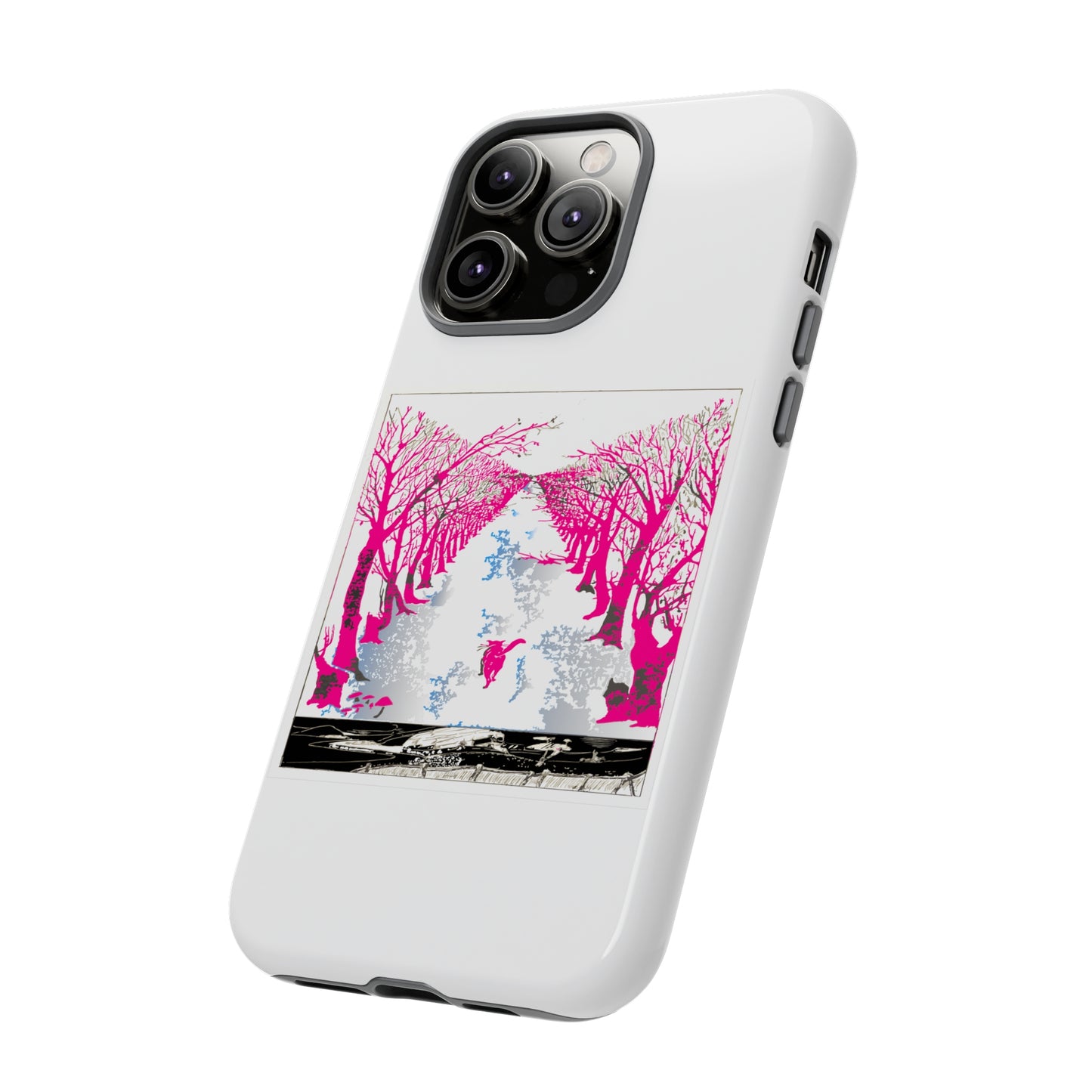 Pink Cat in the Woods Art Tough Cases