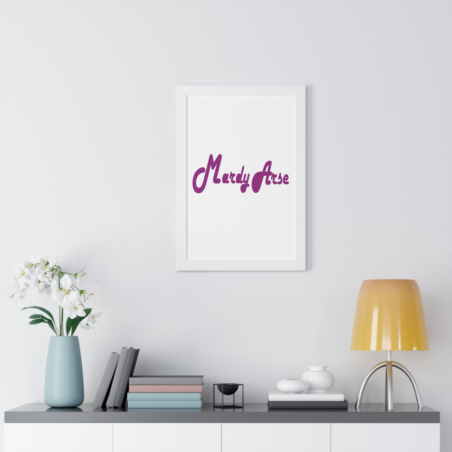 Mardy Arse, Sheffield Dialect Purple Typography Framed Vertical Poster