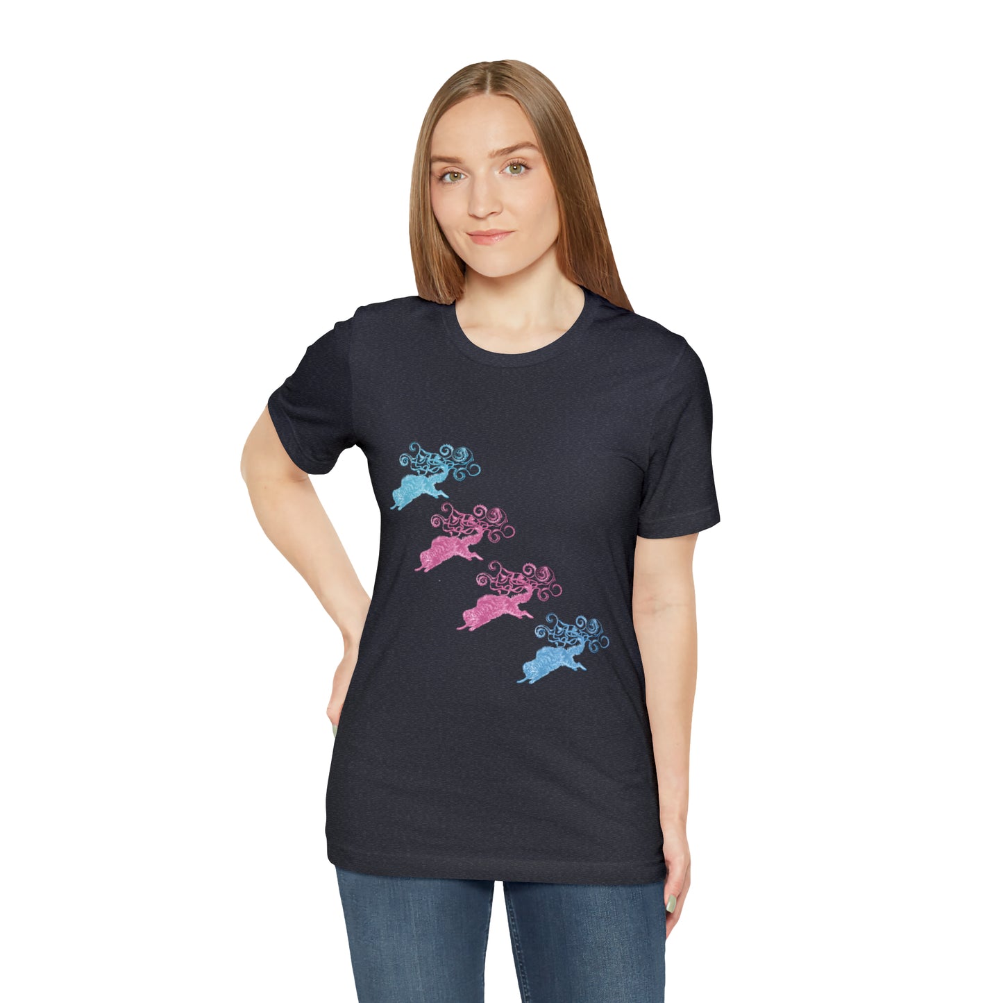 Pink & Blue Cat's Tail's Art Unisex Jersey Short Sleeve Tee