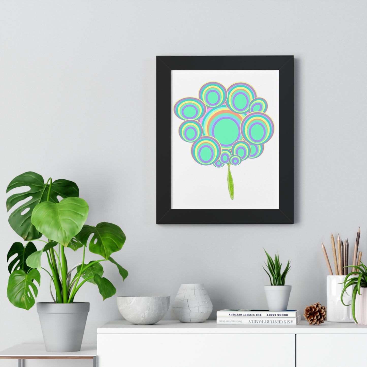 Circle Tree Art Illustration Framed Vertical Poster