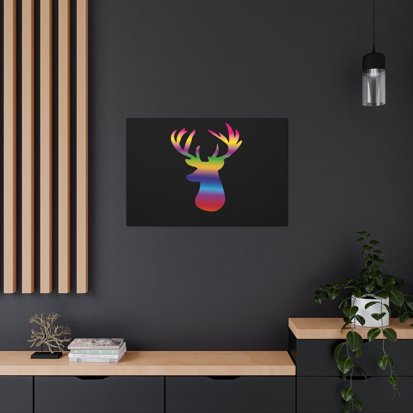 Rainbow Stag Head Canvas Gallery Wraps