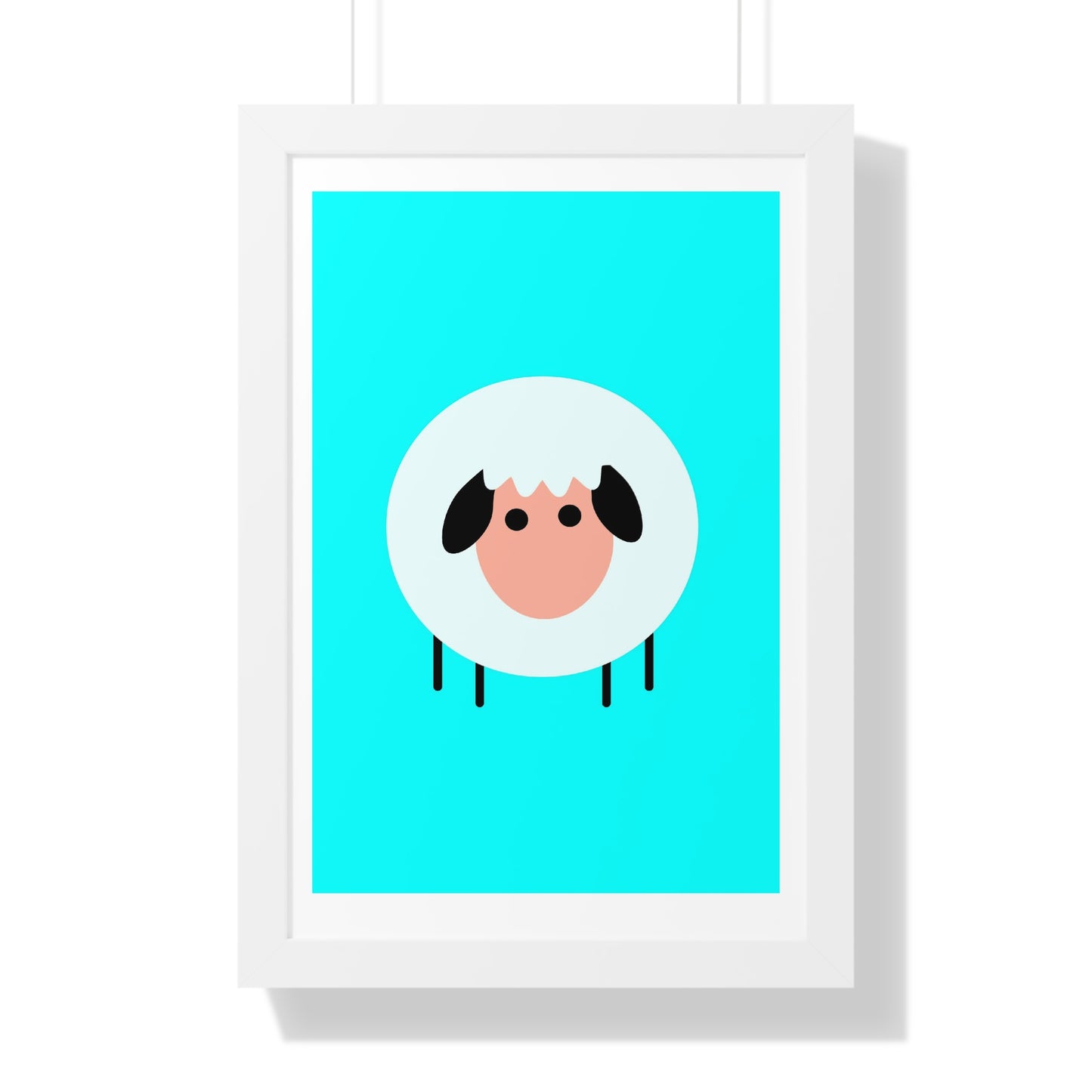 Sheep Blue Art Framed Vertical Poster