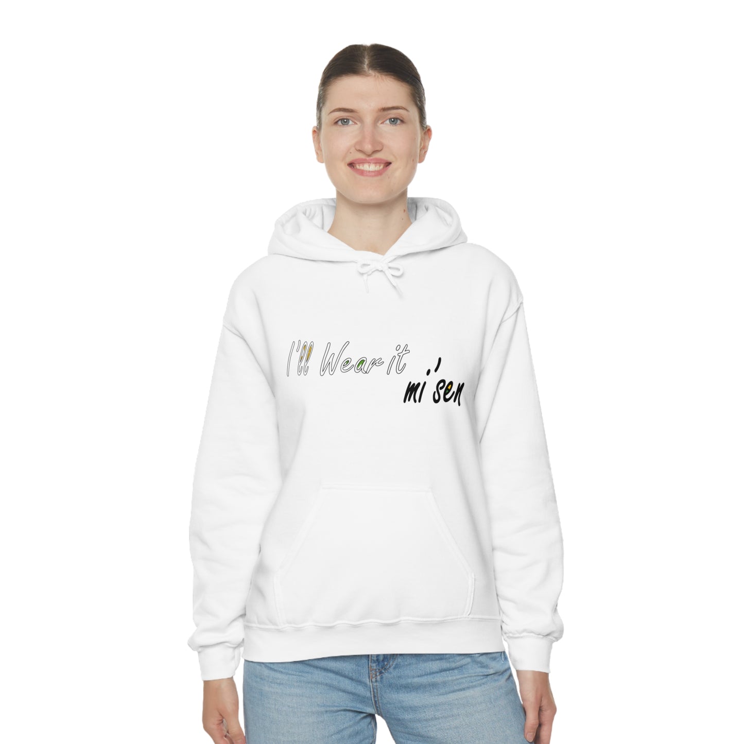 I'll Wear it mi' sen Sheffield Dialect, Typography Art Unisex Heavy Blend™ Hooded Sweatshirt