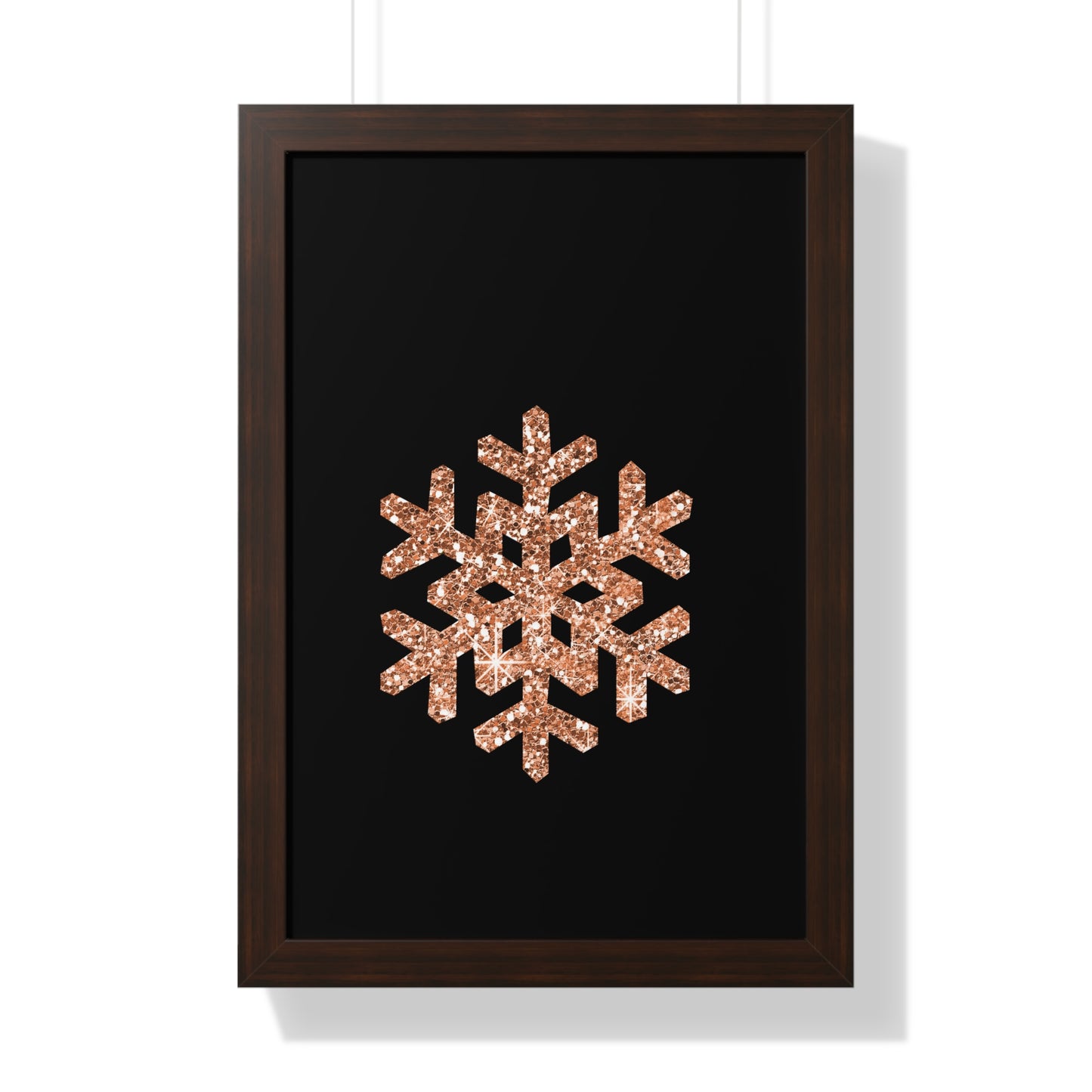 Rose Gold Snowflake Art Framed Vertical Poster