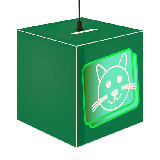 Cat Green Digital Art Button Light Cube Lamp