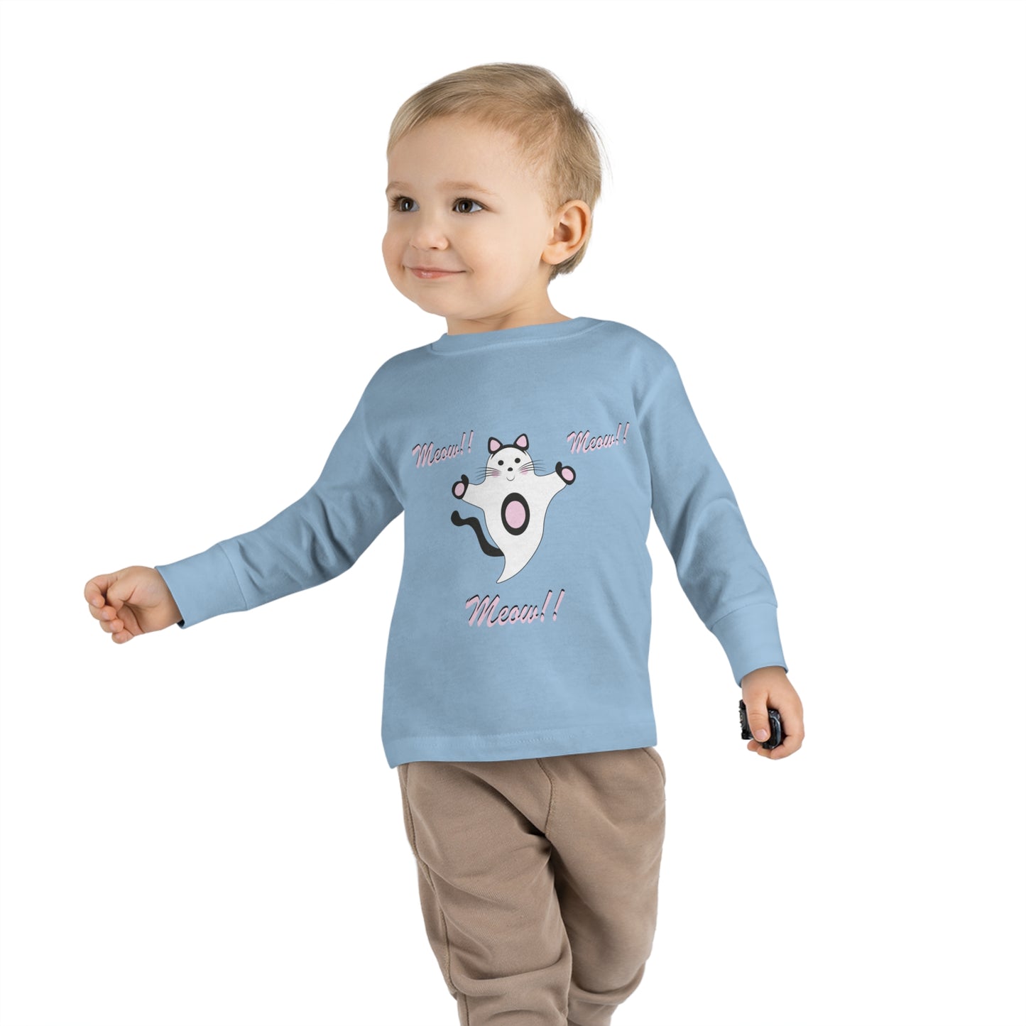 Meow!! Cat Ghost Toddler Long Sleeve Tee