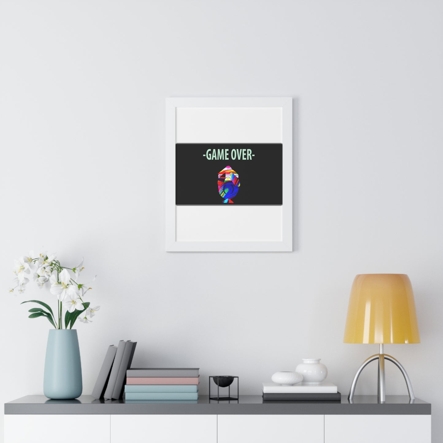 The Penguinies Original - Retro Game Over First Game App Framed Vertical Poster