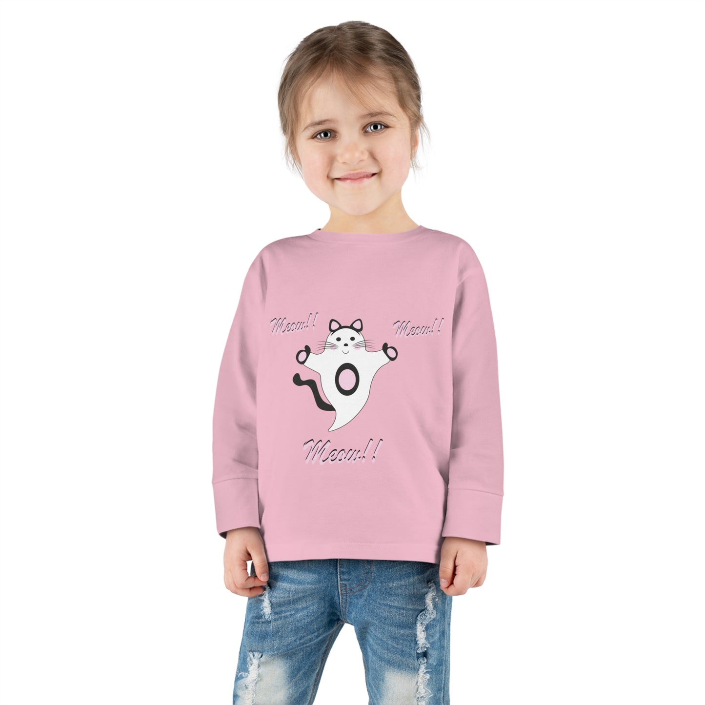 Meow!! Cat Ghost Toddler Long Sleeve Tee