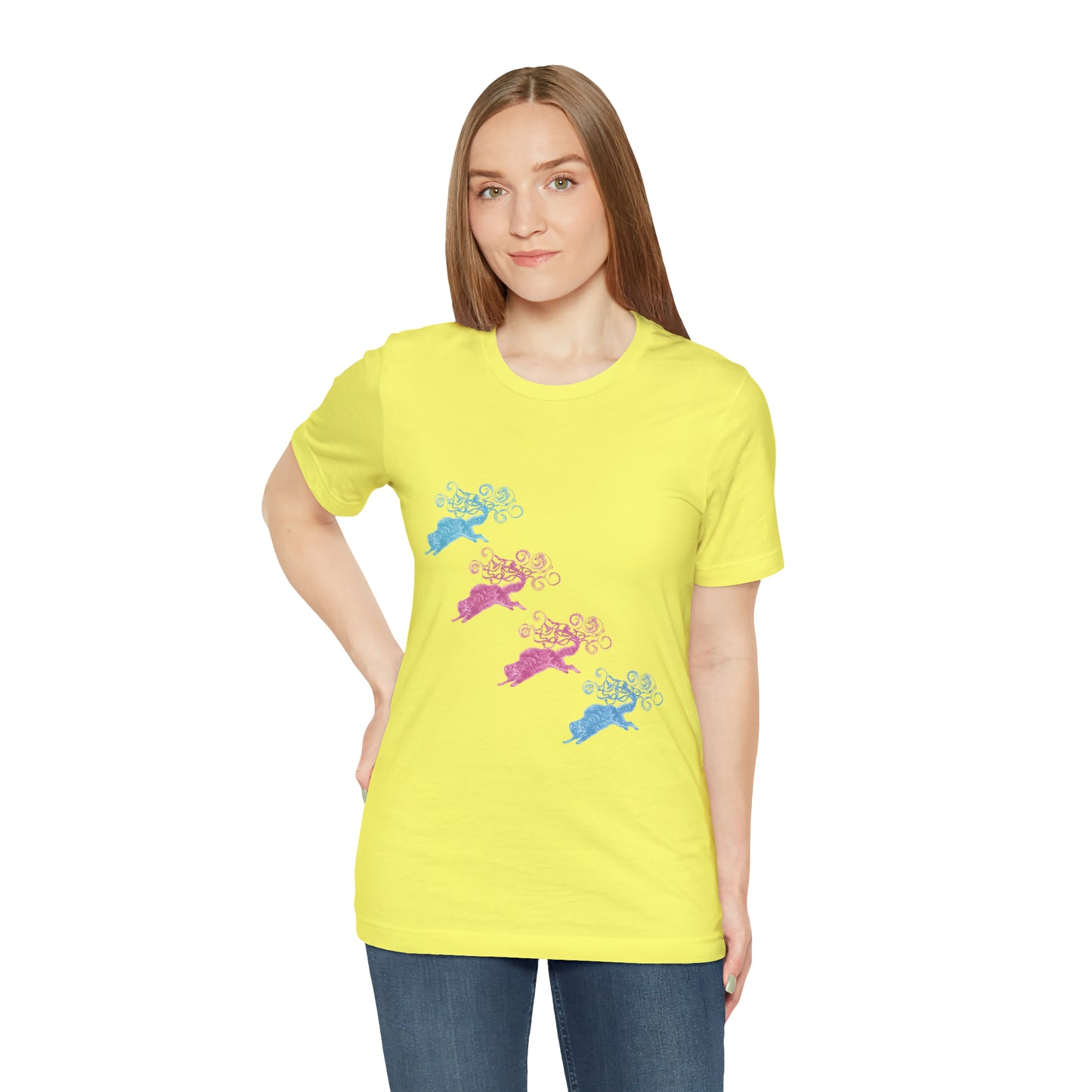 Pink & Blue Cat's Tail's Art Unisex Jersey Short Sleeve Tee