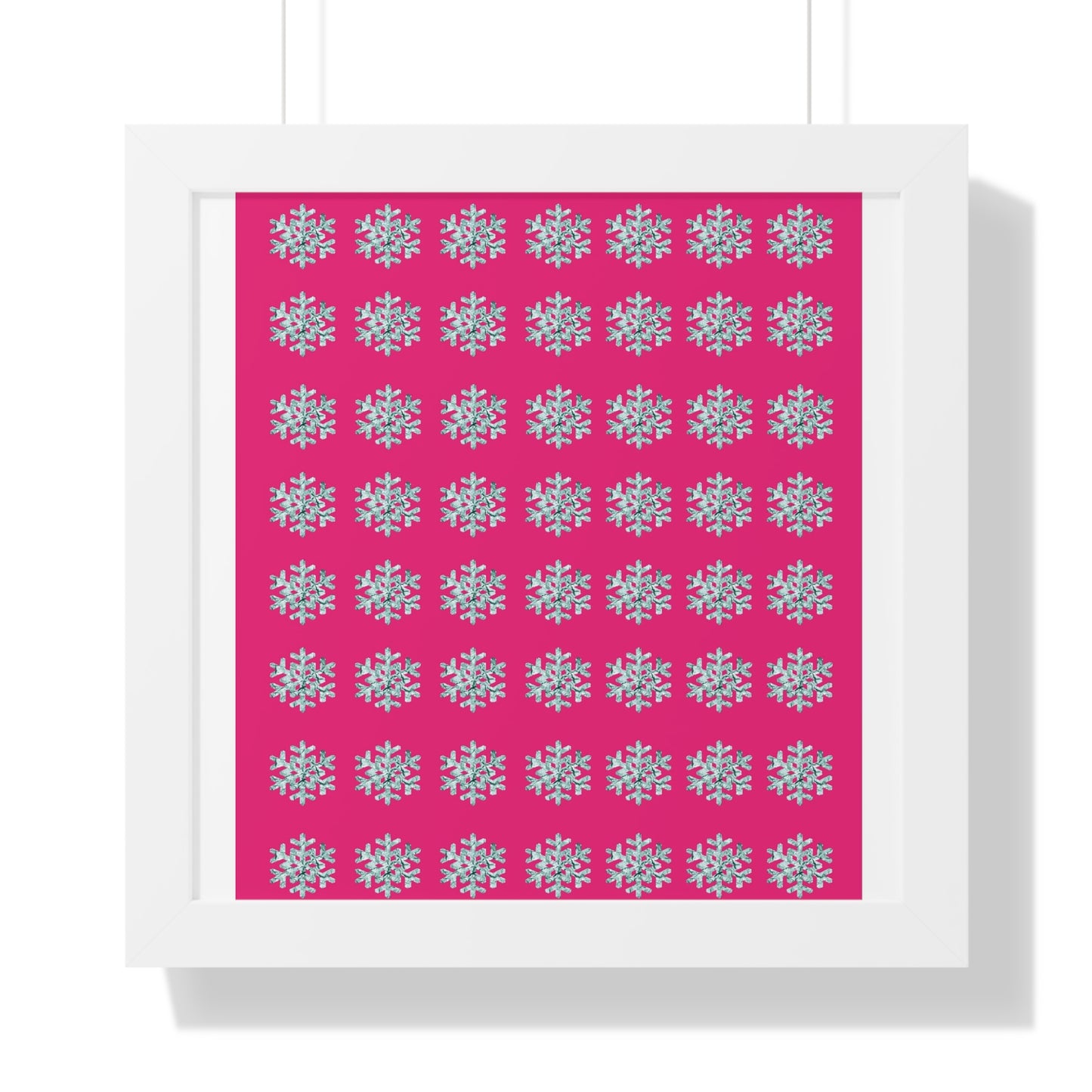 Snowflake Pattern Pink Framed Vertical Poster