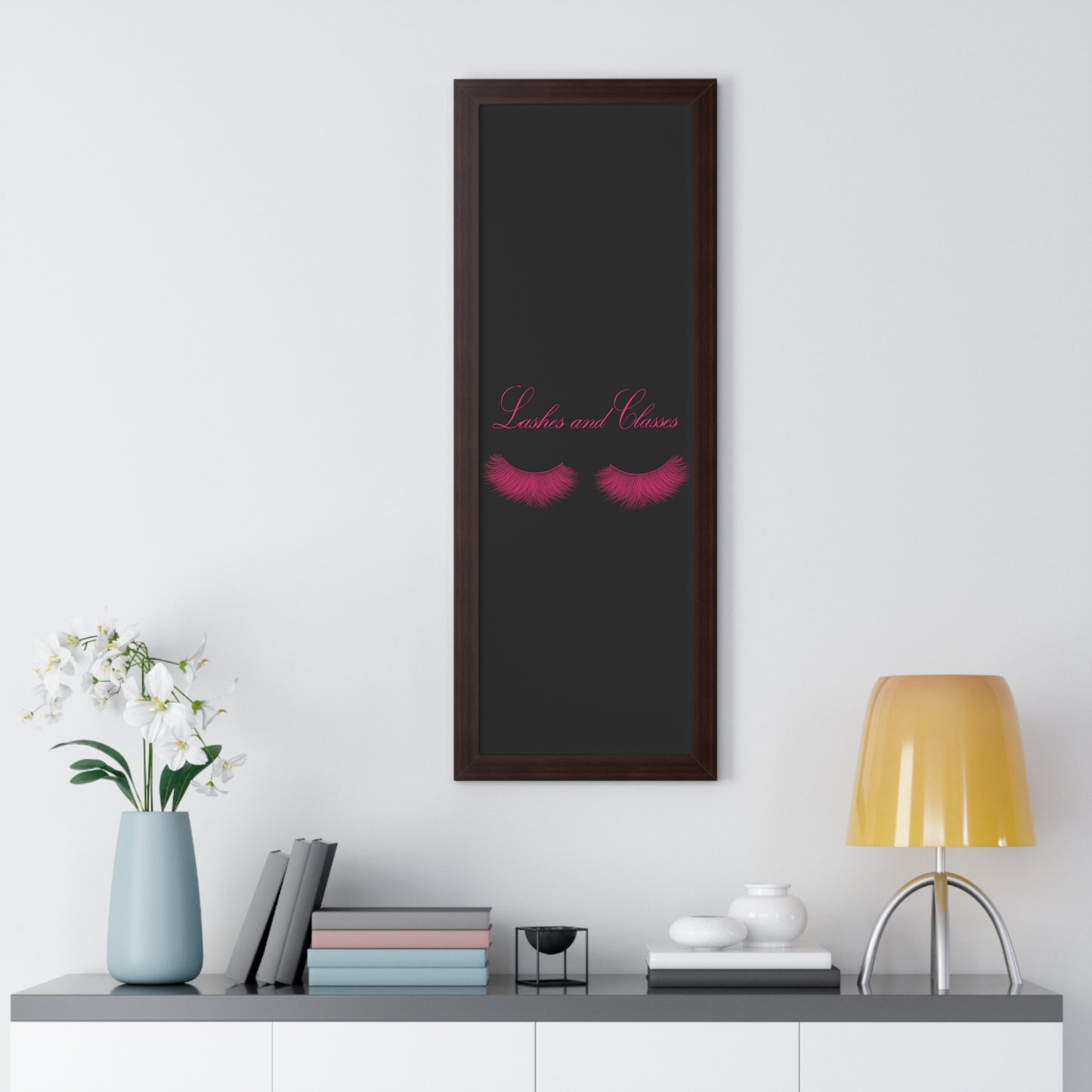 Lashes & Classes Pink and Black Framed Vertical Poster