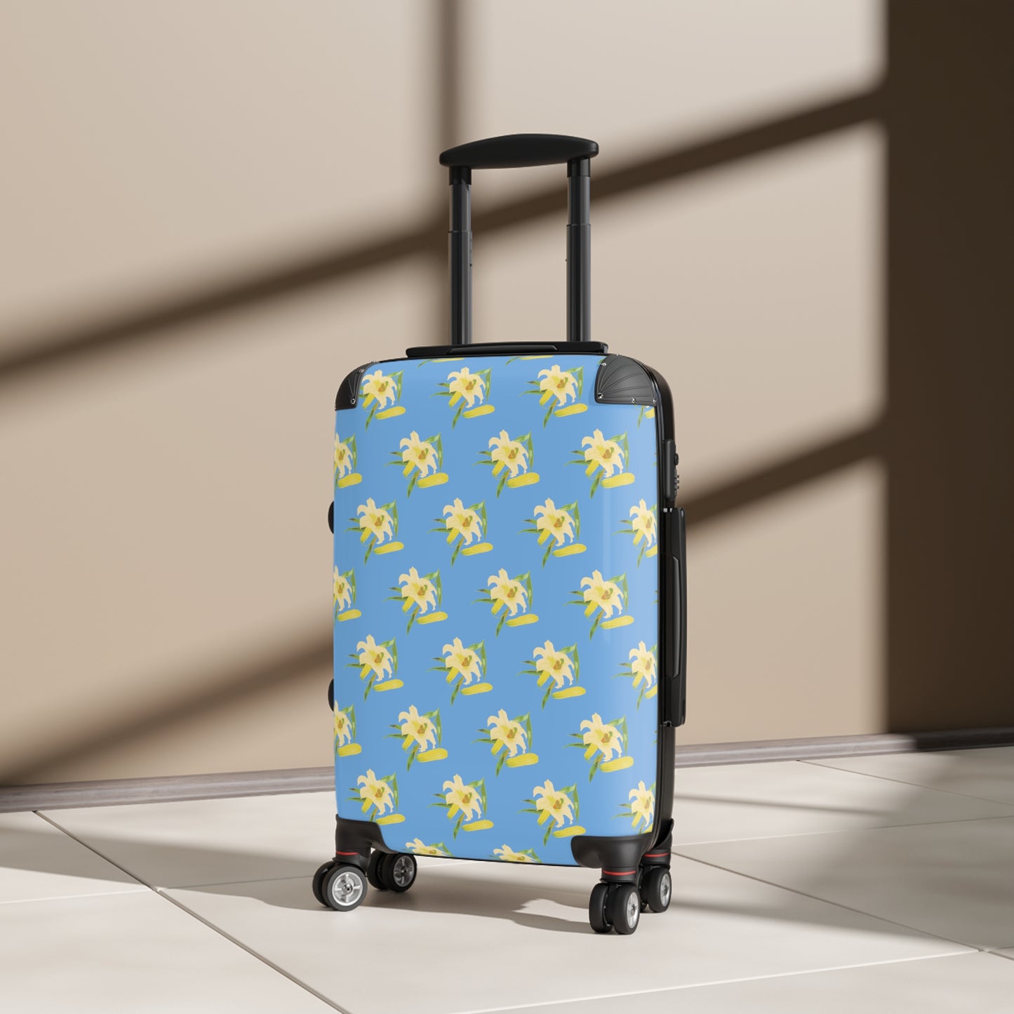 Daffodil Pattern Light Blue Suitcase