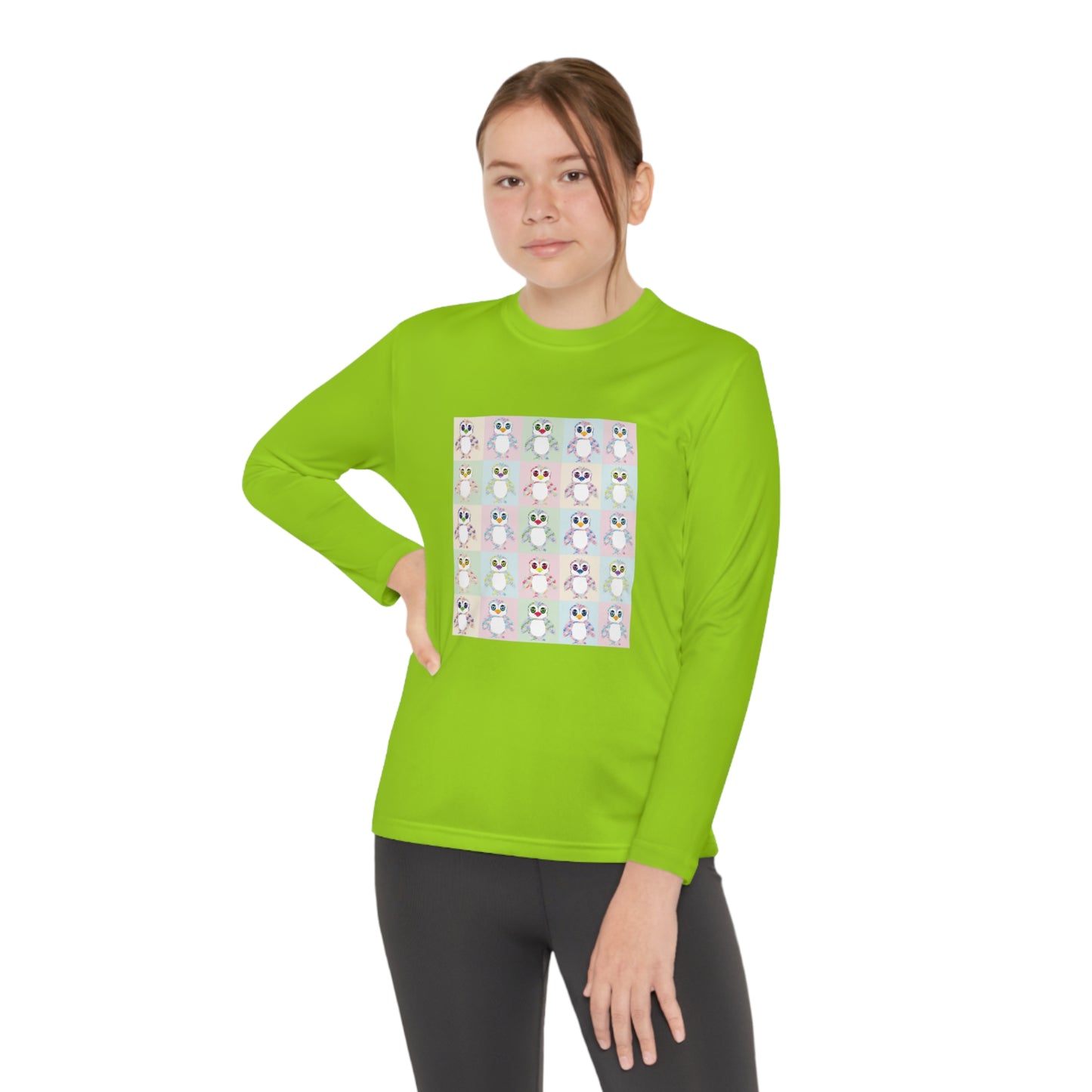 The Penguinies Pop Art Youth Long Sleeve Competitor Tee