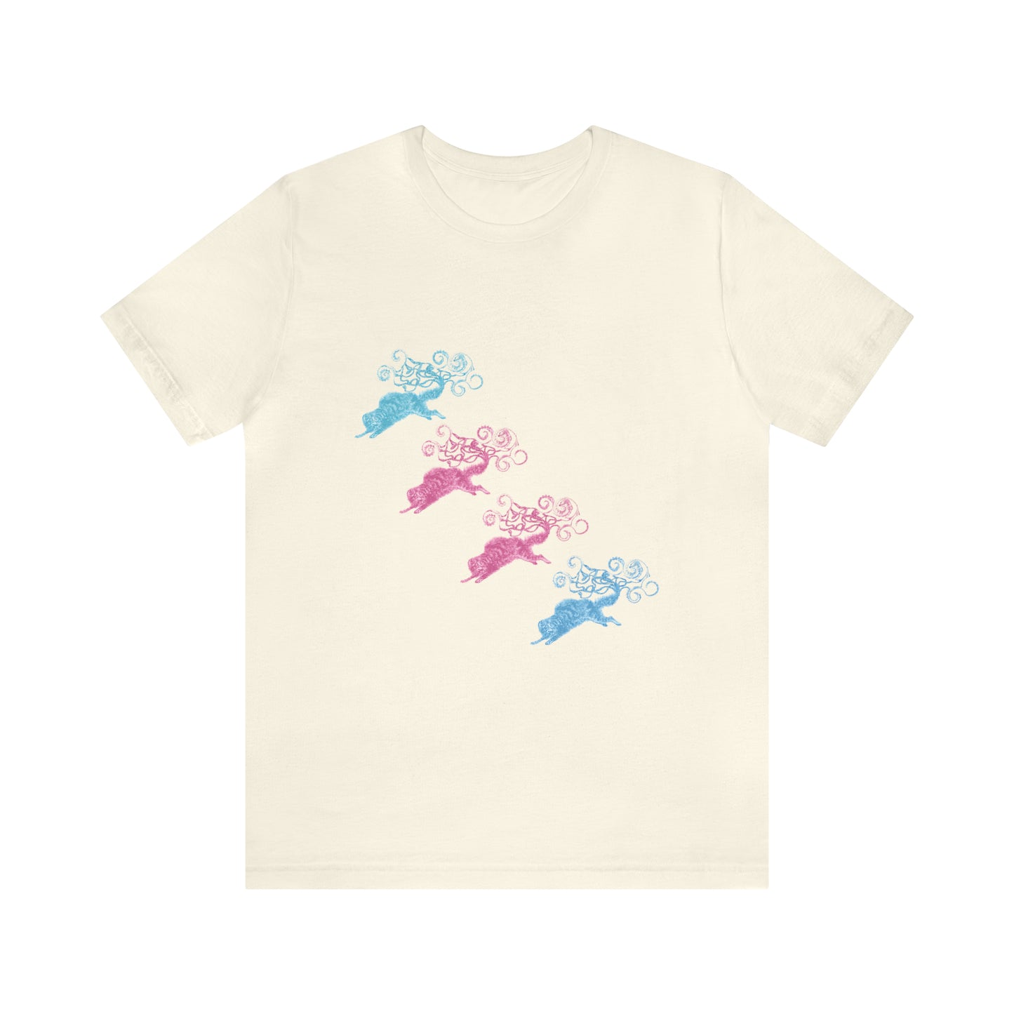 Pink & Blue Cat's Tail's Art Unisex Jersey Short Sleeve Tee