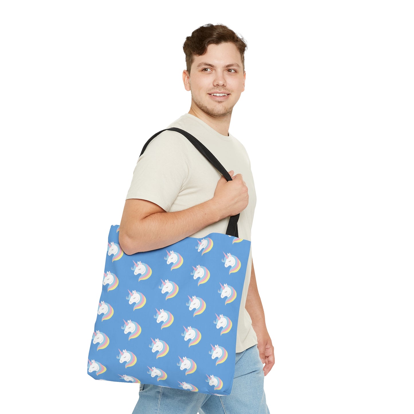 Unicorn Pattern Light Blue Tote Bag (AOP)