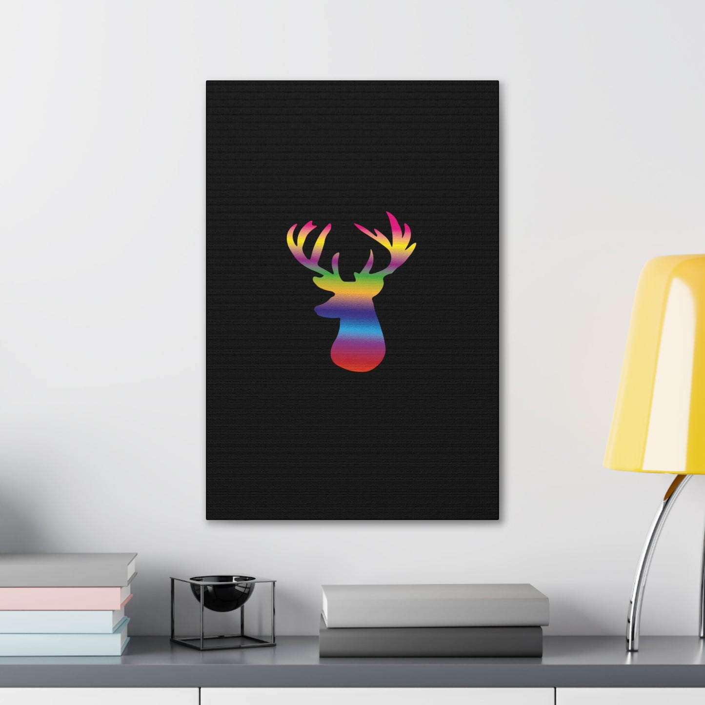 Rainbow Stag Head Canvas Gallery Wraps