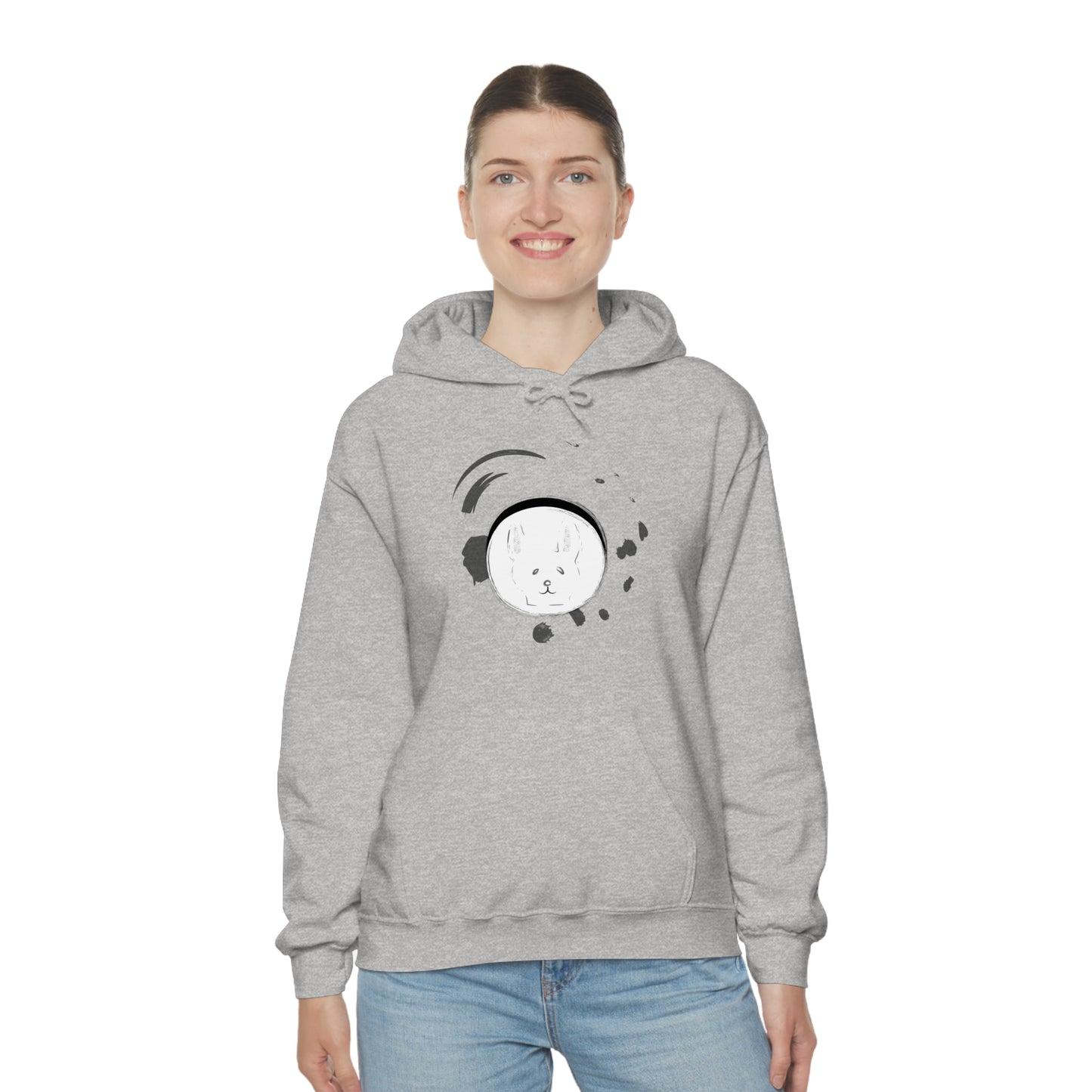 Rabbit Ink Black & White Art Unisex Heavy Blend™ Hooded Sweatshirt