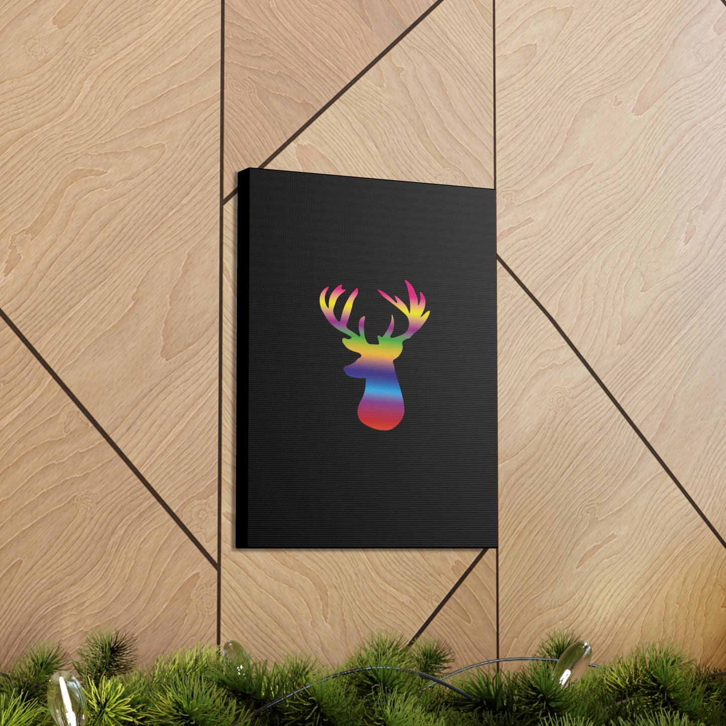 Rainbow Stag Head Canvas Gallery Wraps