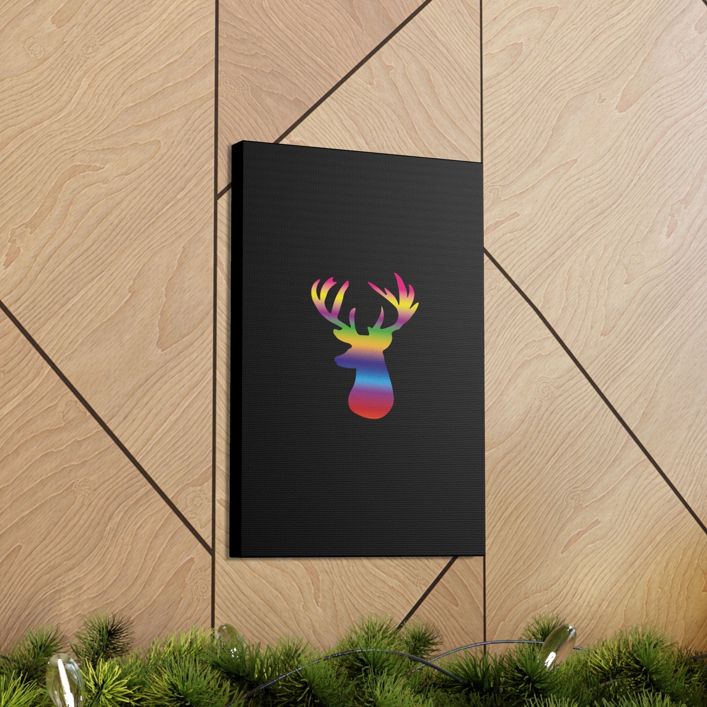 Rainbow Stag Head Canvas Gallery Wraps