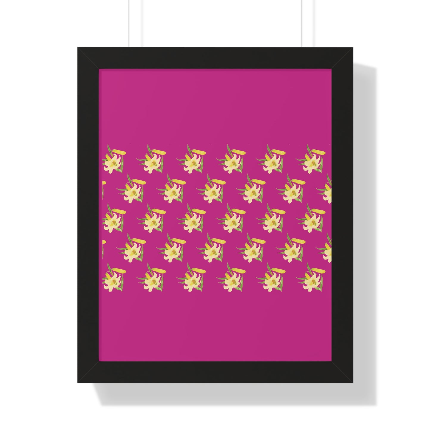 Daffodil Pattern Art Pink Framed Vertical Poster