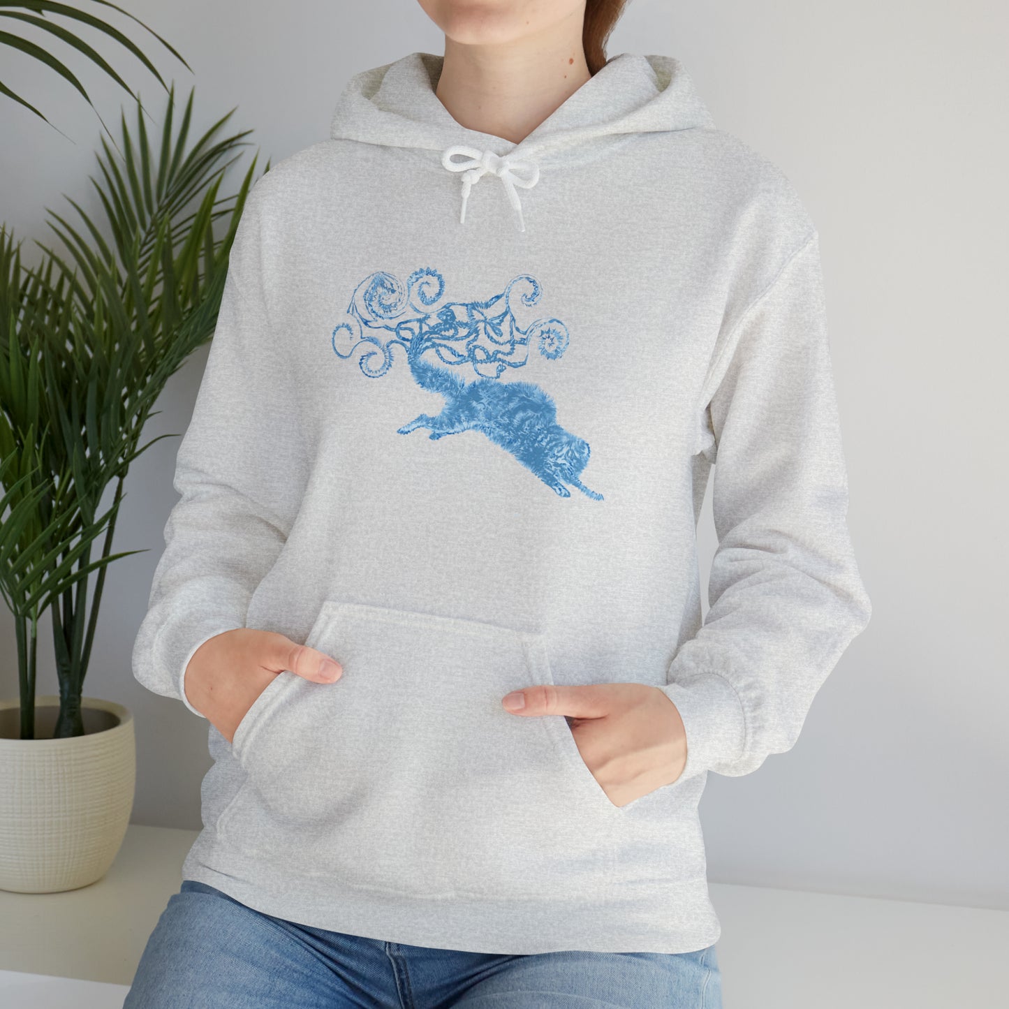 Blue Cat's Tail Art Unisex Heavy Blend™ Hooded Sweatshirt