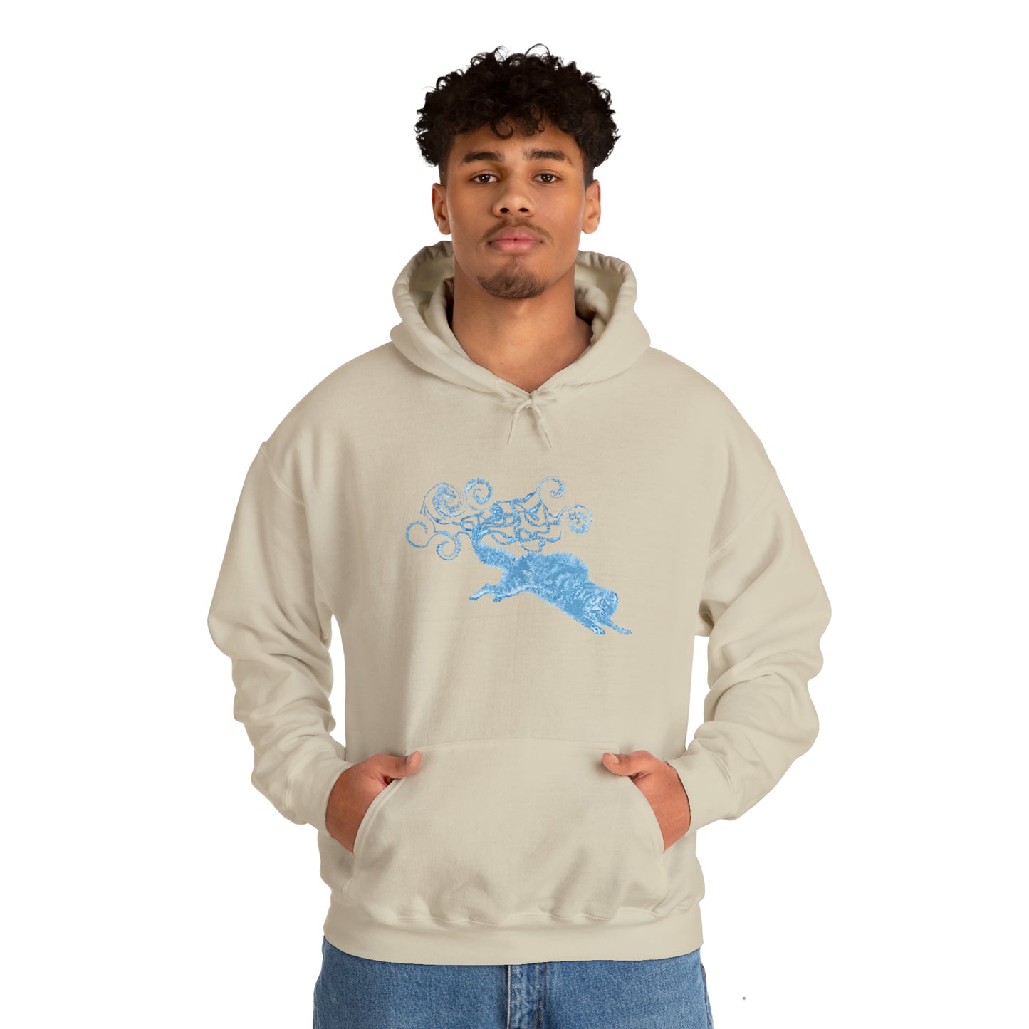 Blue Cat's Tail Art Unisex Heavy Blend™ Hooded Sweatshirt