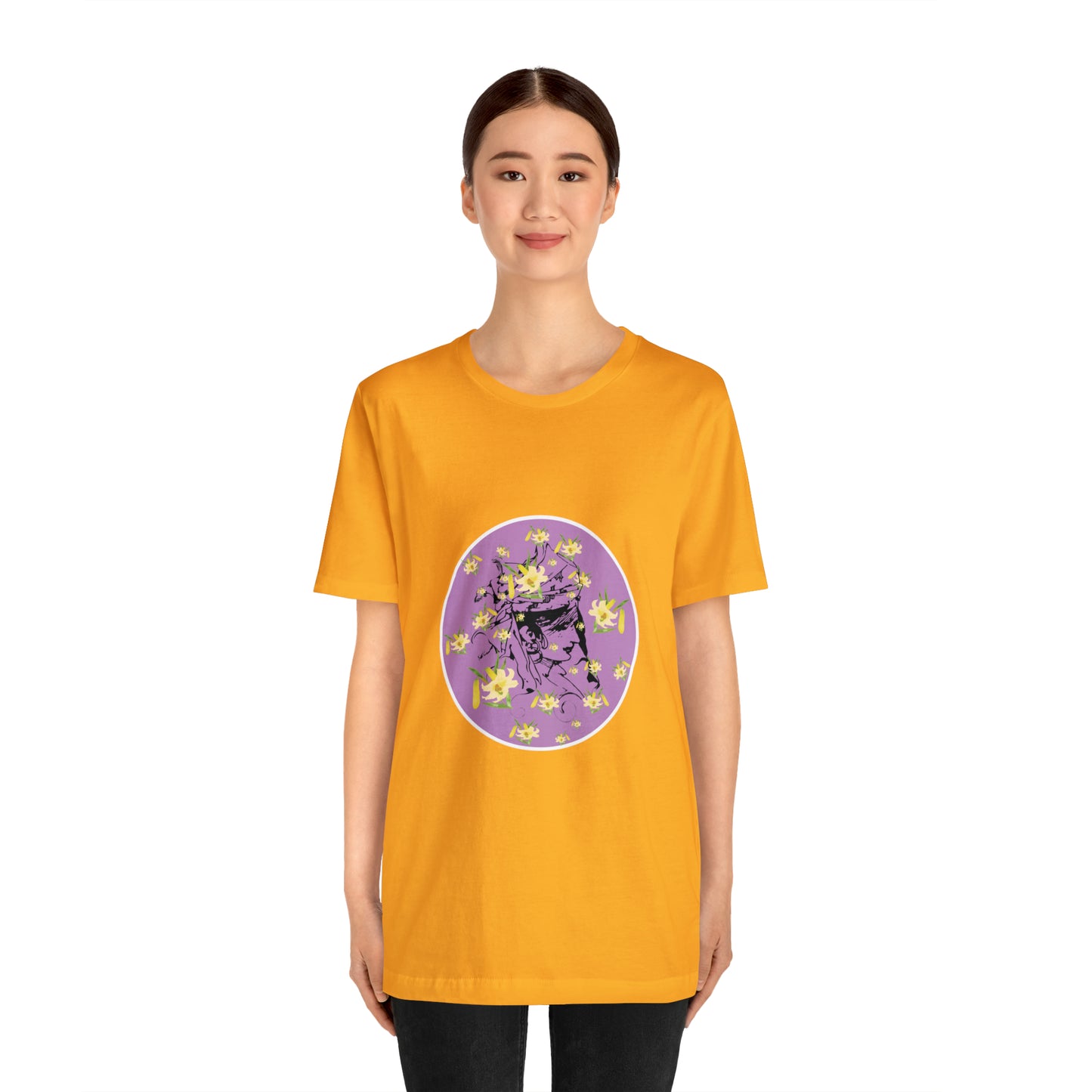 Purple Daffodil Woman Art Unisex Jersey Short Sleeve Tee