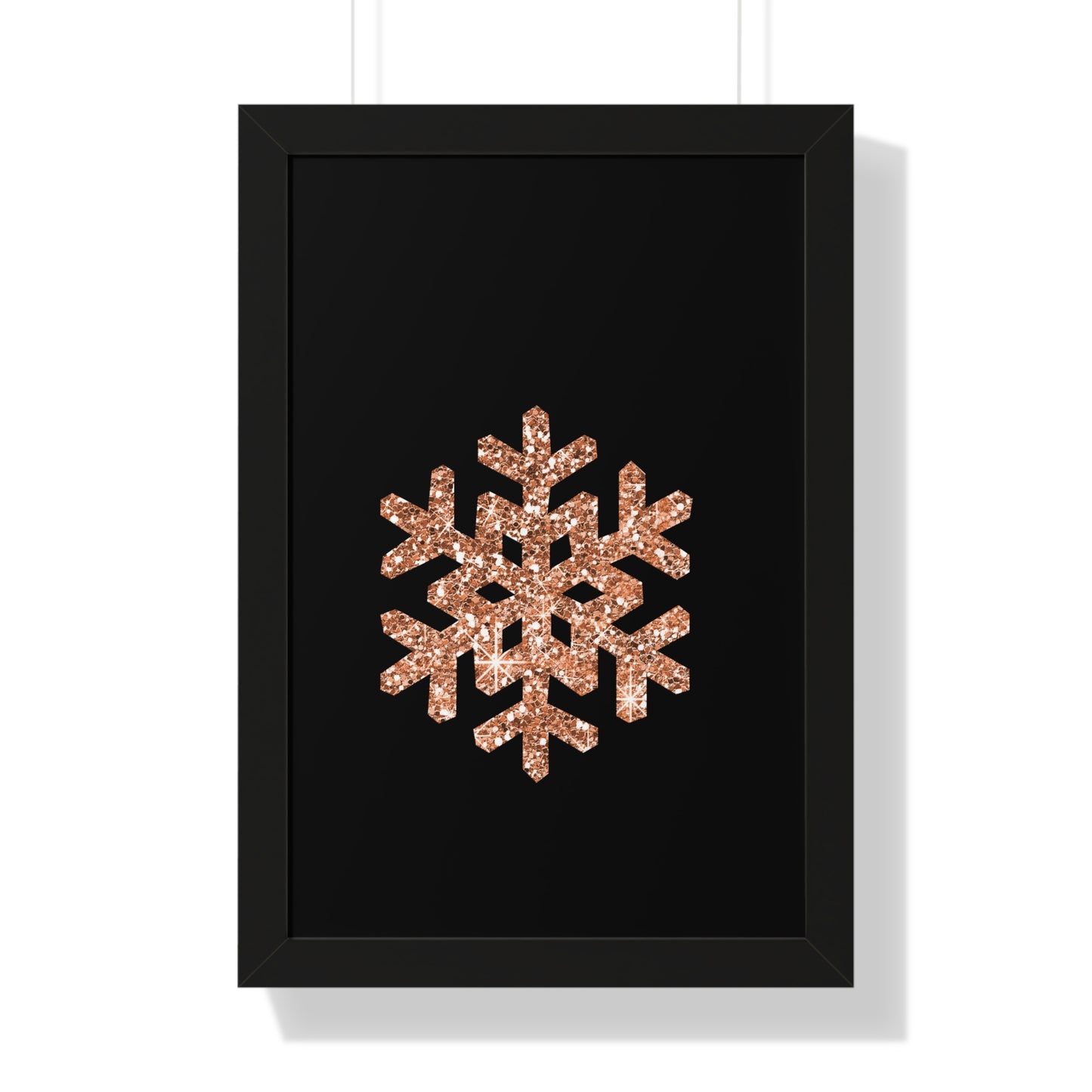 Rose Gold Snowflake Art Framed Vertical Poster