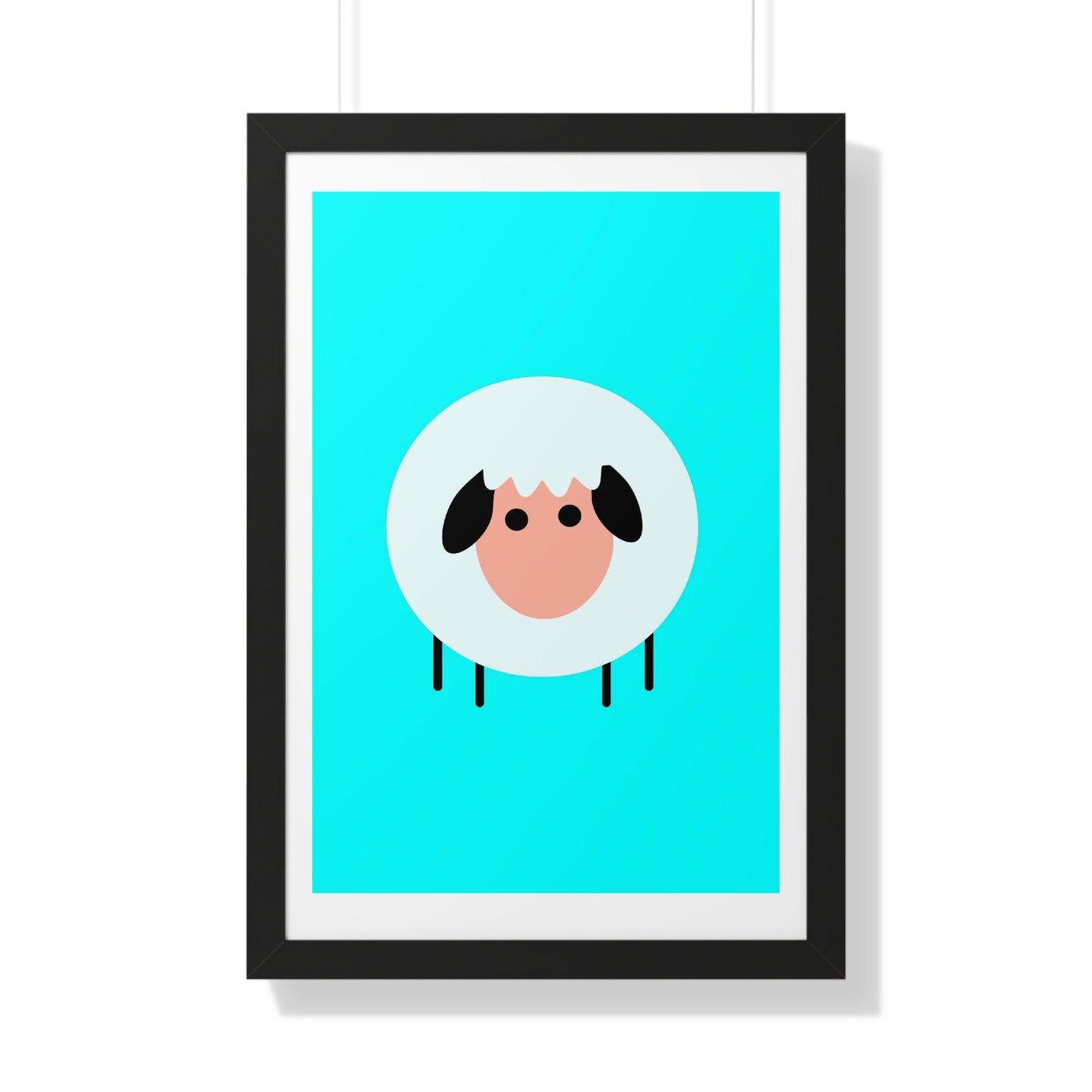 Sheep Blue Art Framed Vertical Poster