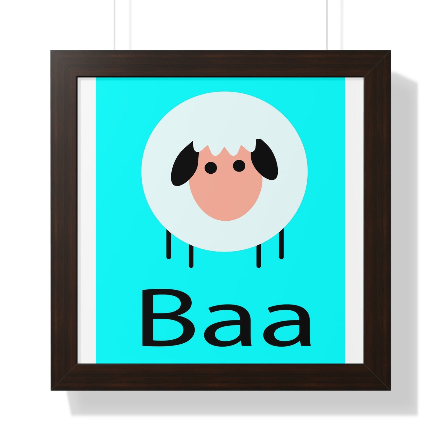 Sheep Baa Blue Art Framed Vertical Poster