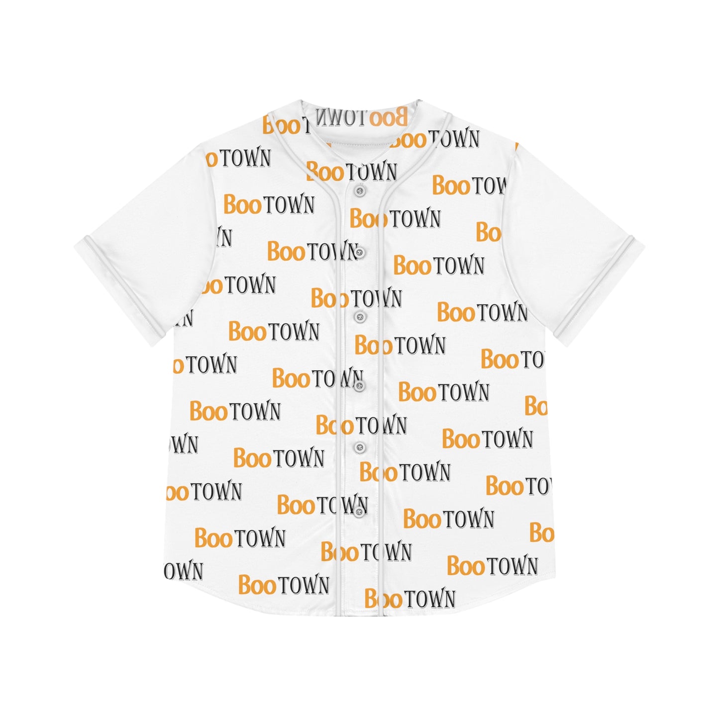 Boo Town Pattern Orange & Back Women's Baseball Jersey (AOP)